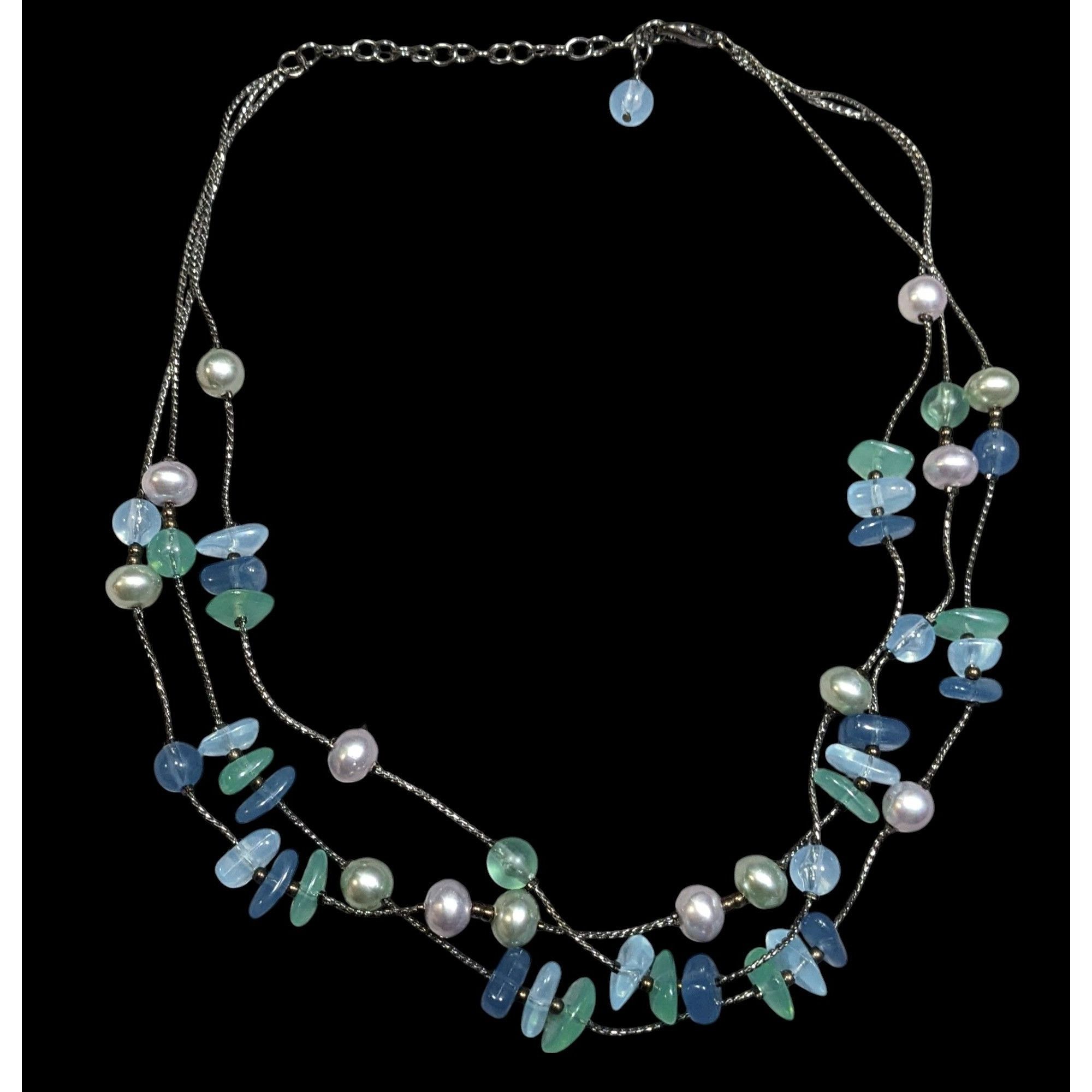 Other Mermaidcore Cool Tone Beaded Multilayer Station Necklace Size ONE SIZE - 1 Thumbnail