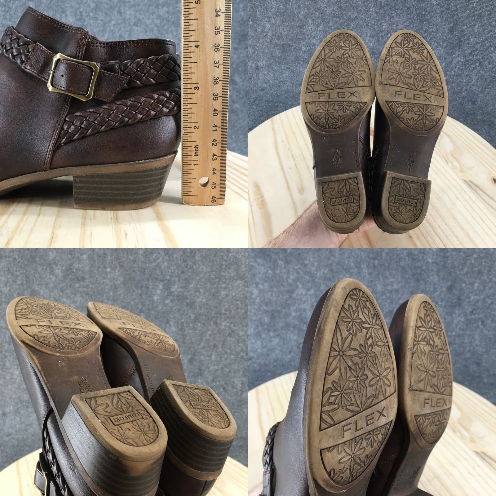 Vintage LifeStride Boots Womens 8 M Adriana Ankle Booties Block Heels Brown Faux Leather Size US 8 / IT 38 - 9 Thumbnail