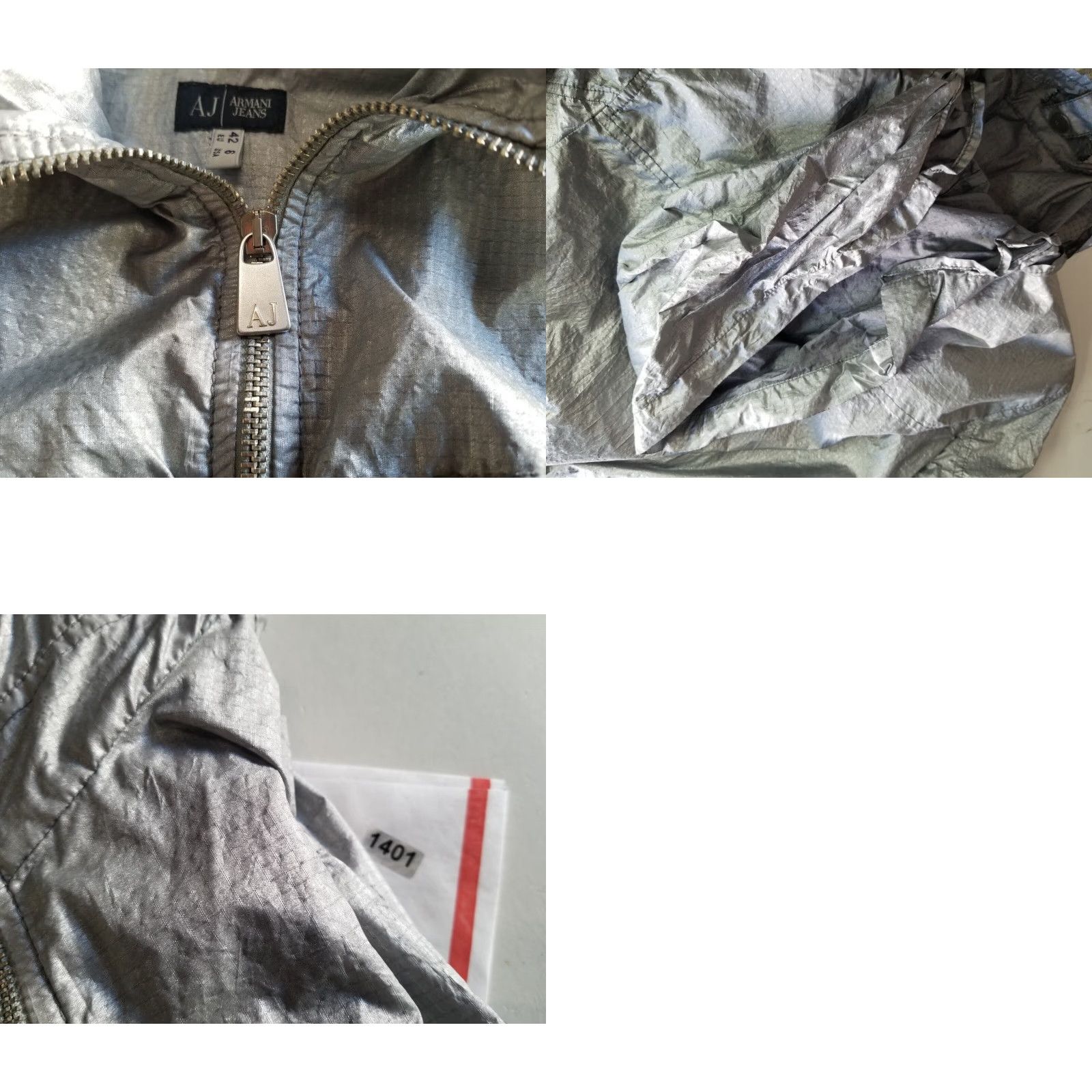 Vintage AJ ARMANI JEANS WOMEN'S RAIN JACKET Hooded Short Sleeve Grey 6 Nylon ZIP Mens? No. Size M / US 6-8 / IT 42-44 - 9 Thumbnail