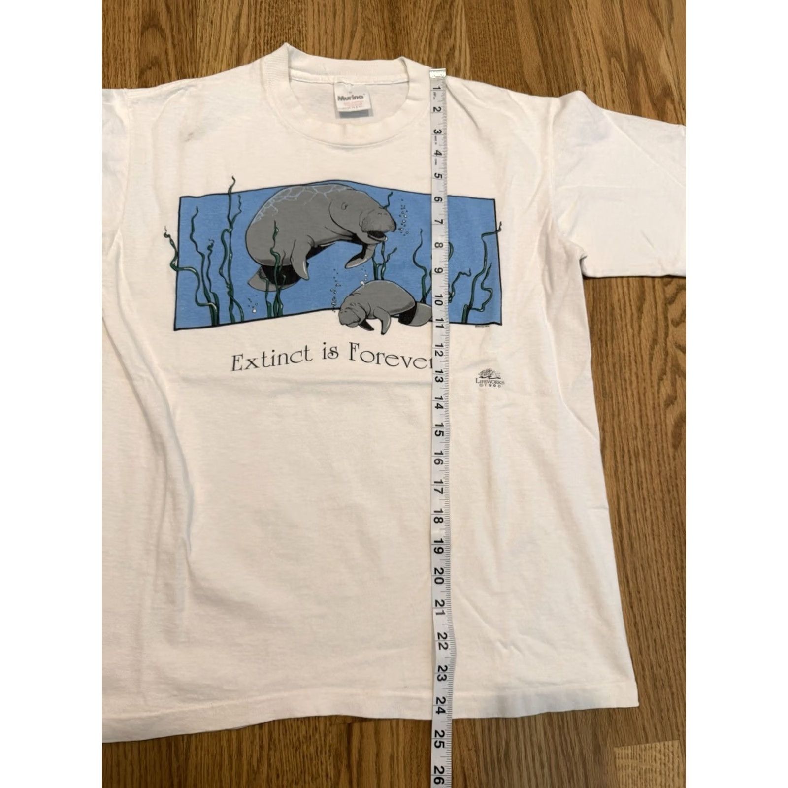 Alife VINTAGE Murina T-Shirt Manatee 90s Graphic Print White Crew Neck Short Sleeve M Mens Womens Unisex Adults Small Fits Size US M / EU 48-50 / 2 - 4 Thumbnail