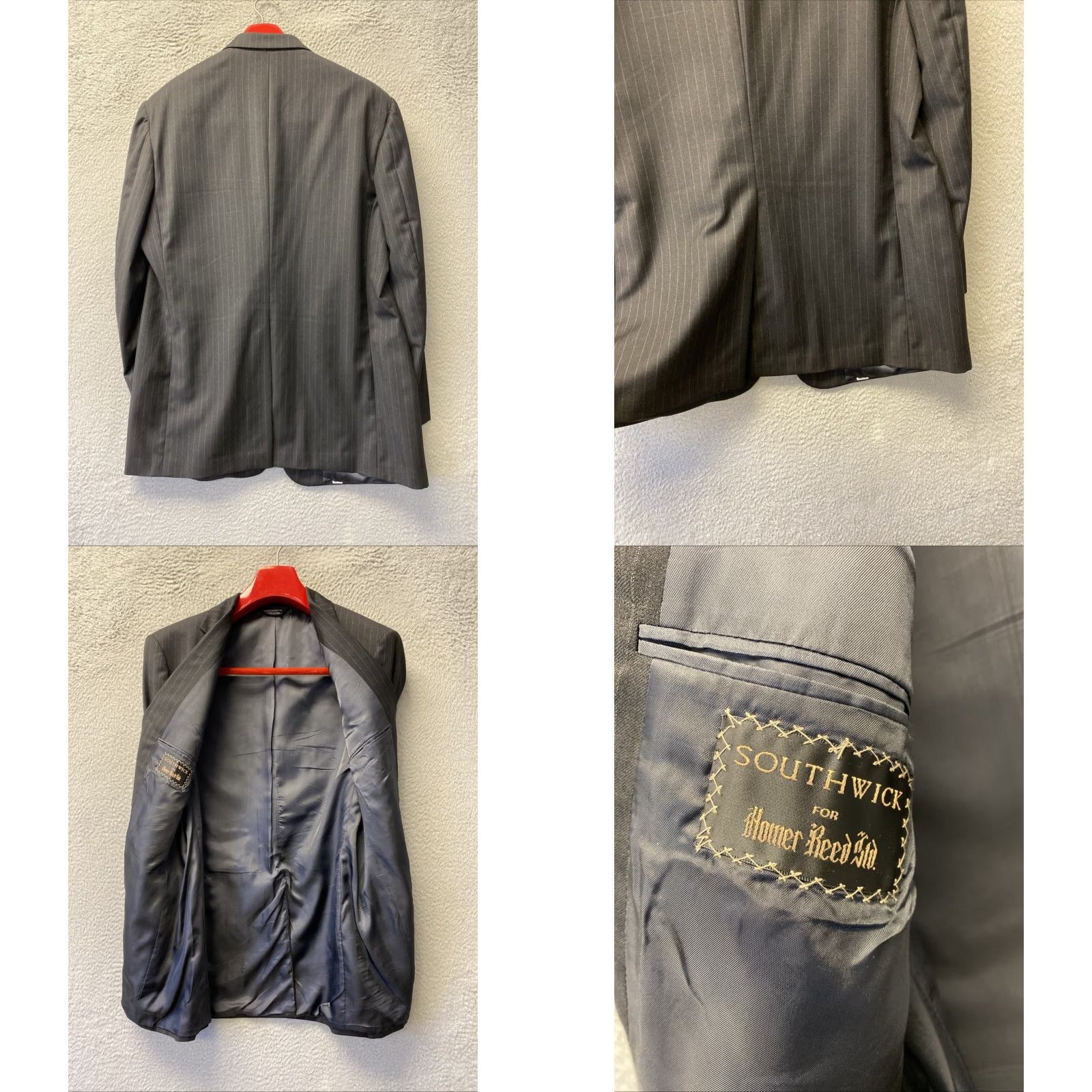 Southwick Southwick Wool Suit 43 R Pants 38x34 Men’s Gray Stripped USA 2 Piece Regular Wool Suit Size 46R - 8 Thumbnail