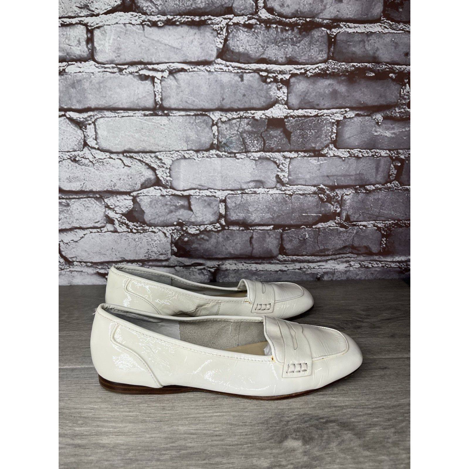 Enzo Bonafe Enzo Angiolini Ealento White Patent Leather Slip-On Loafers Size US 6.5 / IT 36.5 - 12 Thumbnail
