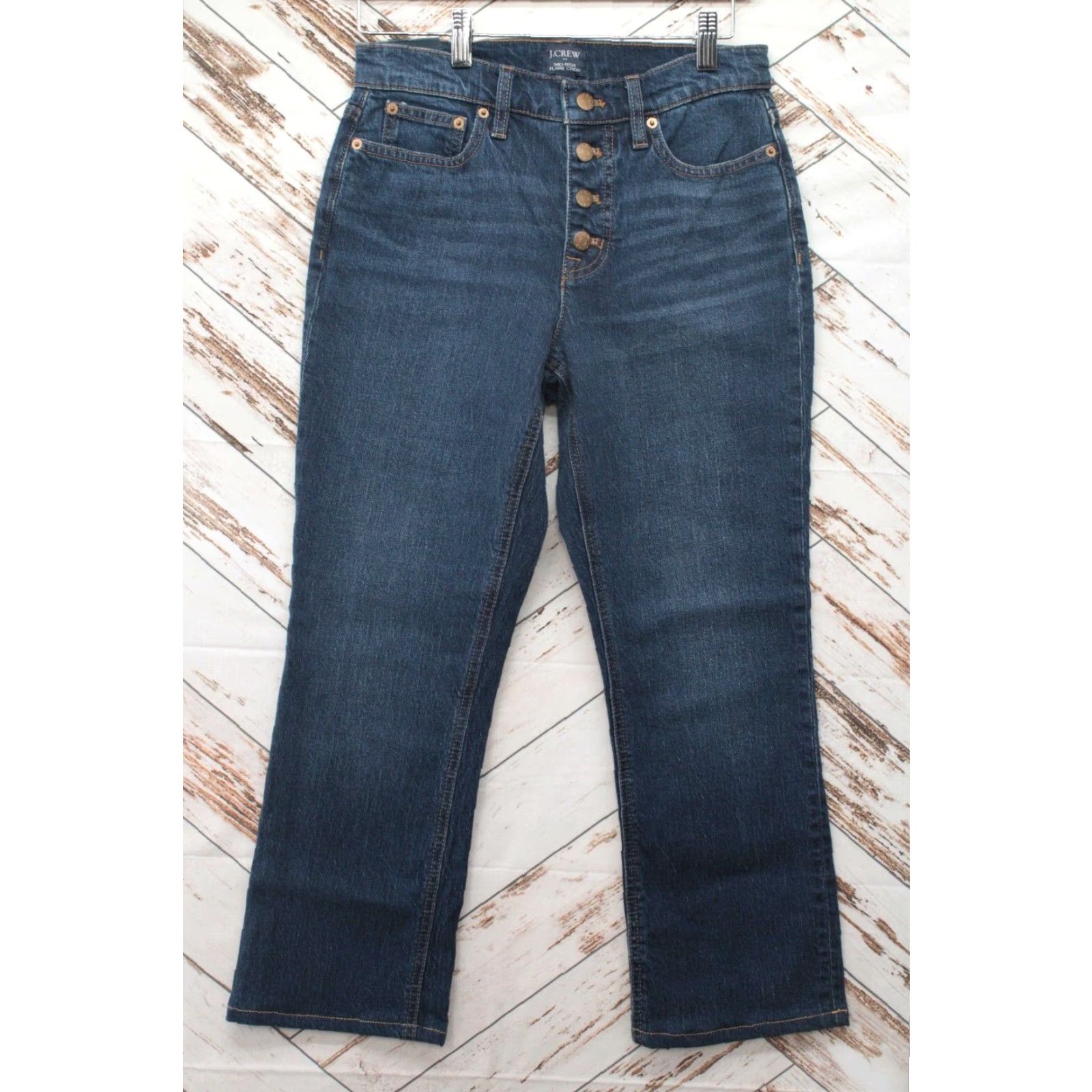J.Crew NWT J.CREW Jeans Women's 26 Blue Mid Rise Flare Crop Denim Stretch Button Fly Cropped 5-Pocket Size 26" / US 2 / IT 38 - 2 Thumbnail