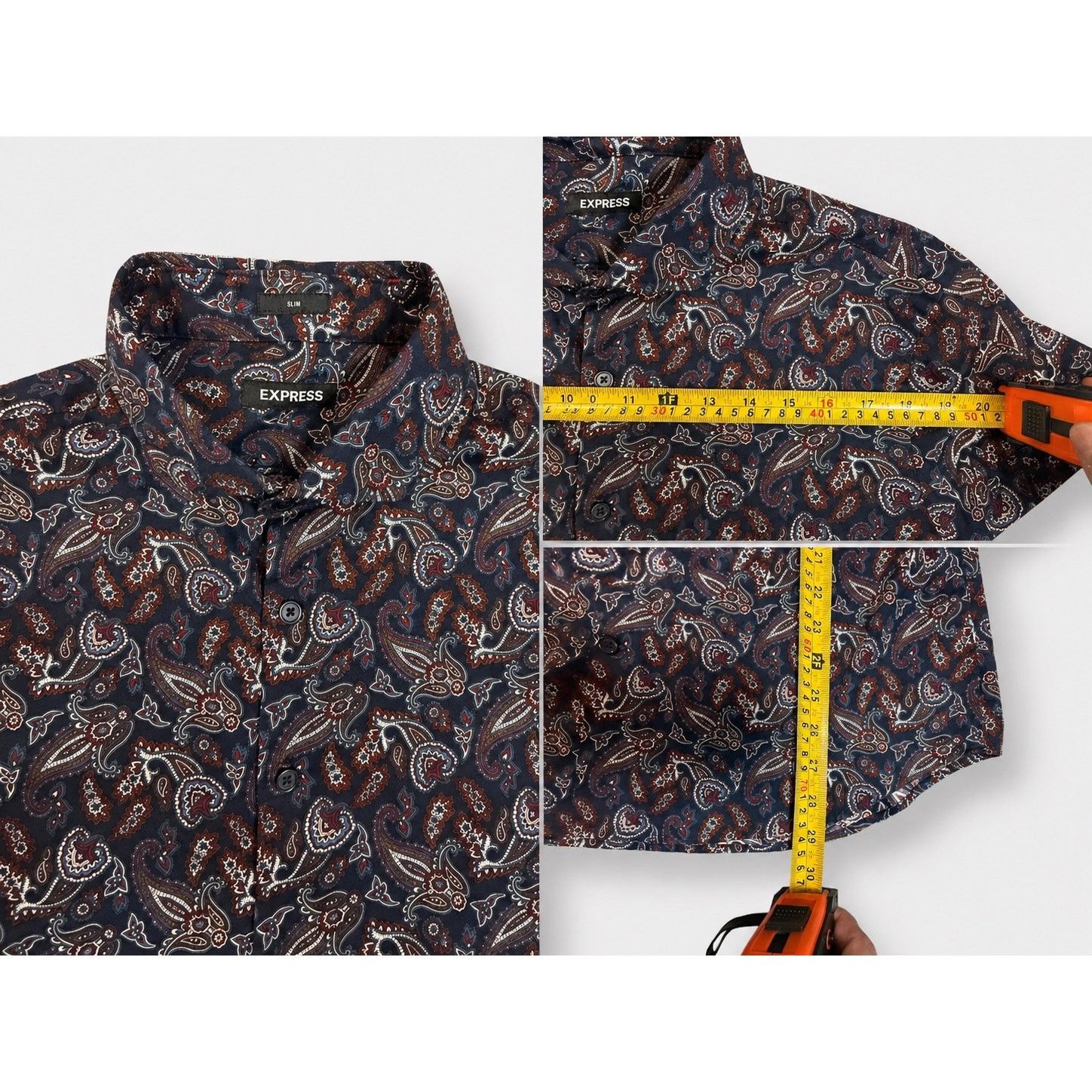 Express Premium Navy Paisley Shirt Size US M / EU 48-50 / 2 - 2 Thumbnail