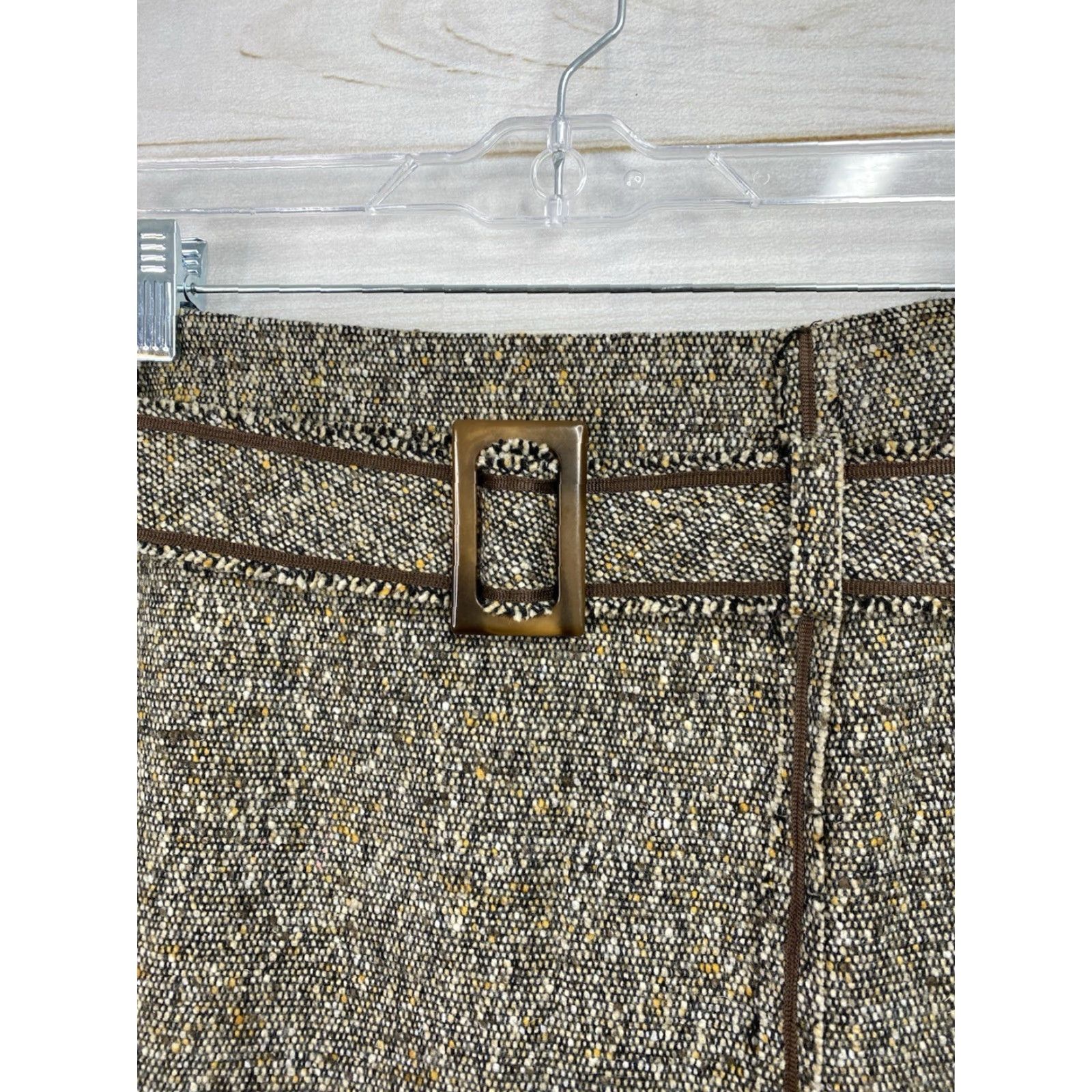 Vintage VINTAGE Serena Kay Paris Wool Skirt Sz 38 Brown Tweed Belted Made in France Women Size 28" / US 6 / IT 42 - 2 Thumbnail