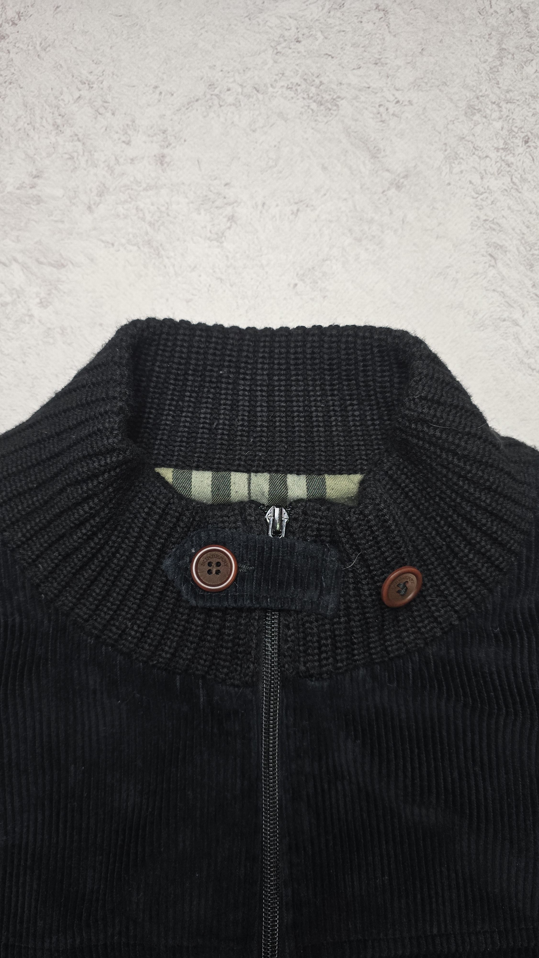 Burberry Sweater Jacket Merino Wool Corduroy Zip Nova Check Lined Size US XL / EU 56 / 4 - 13 Thumbnail