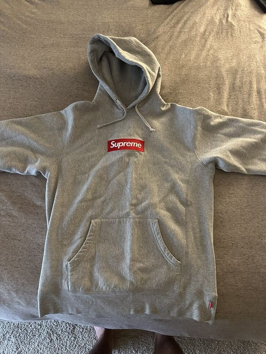 Supreme box logo on sale hoodie heather grey