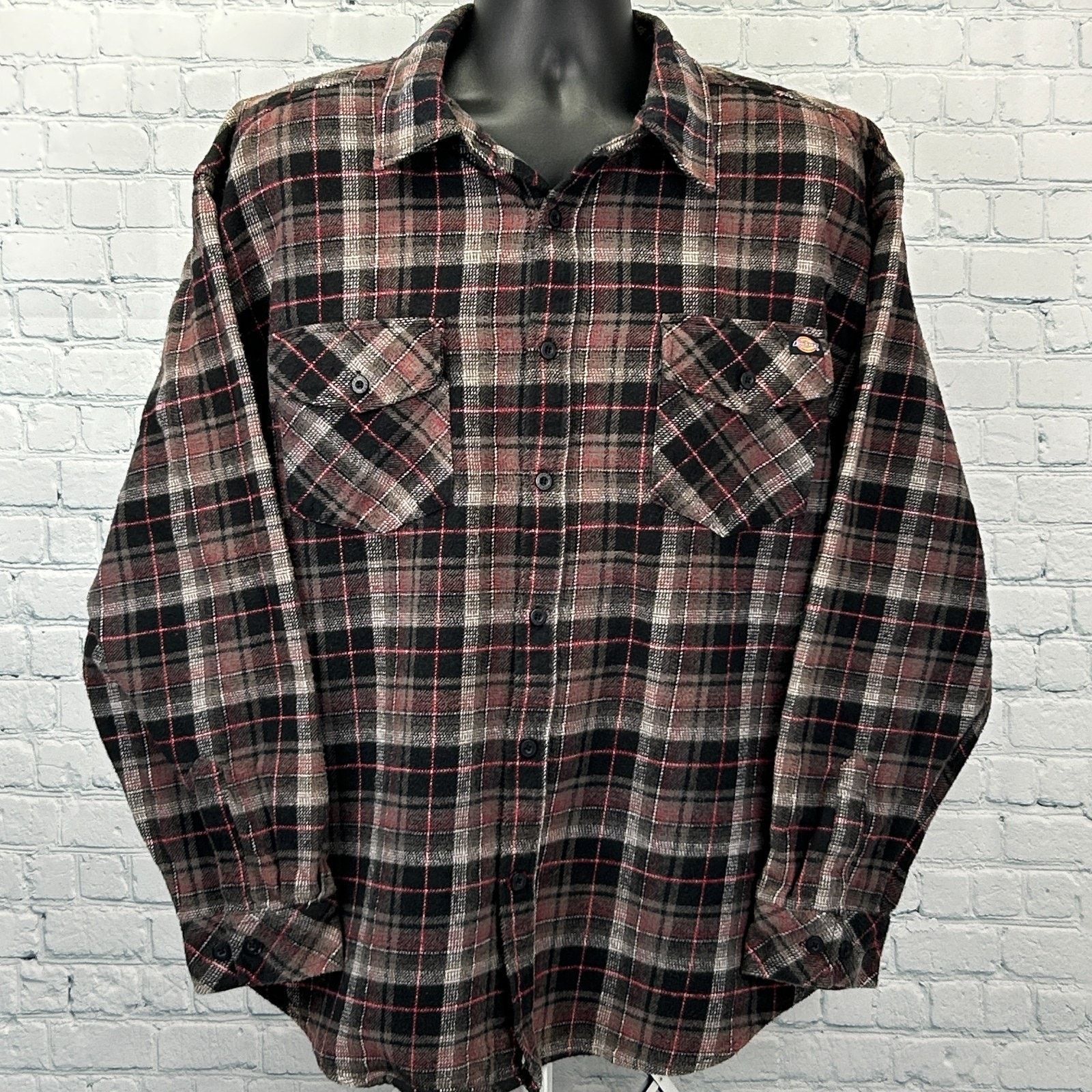 Dickies Dickies Heavyweight Flannel Button Front Shirt Red 2XL XXL Size US XXL / EU 58 / 5 - 2 Thumbnail