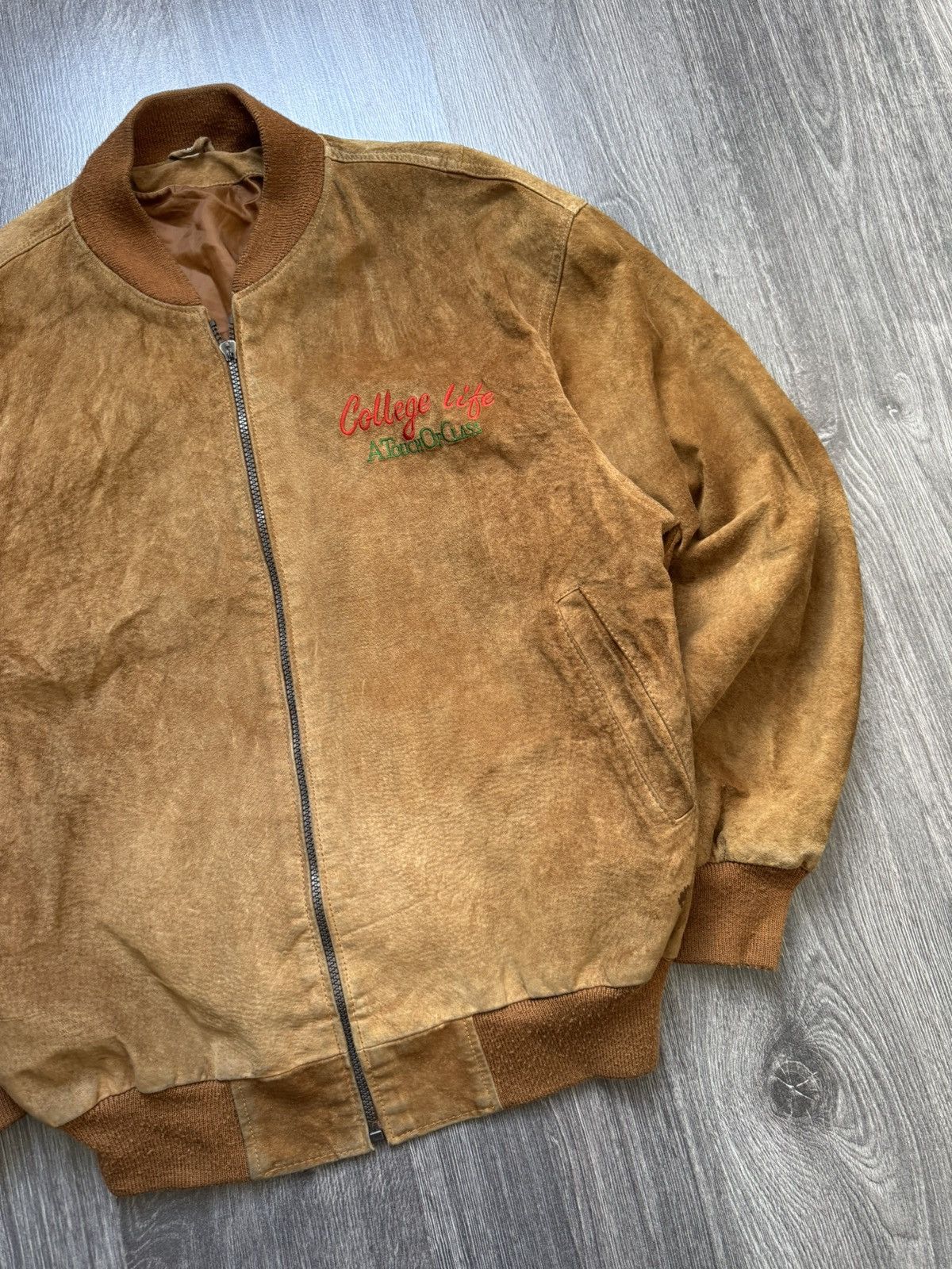 Vintage 90s Vintage College Suede Brown Jacket Size US S / EU 44-46 / 1 - 6 Thumbnail