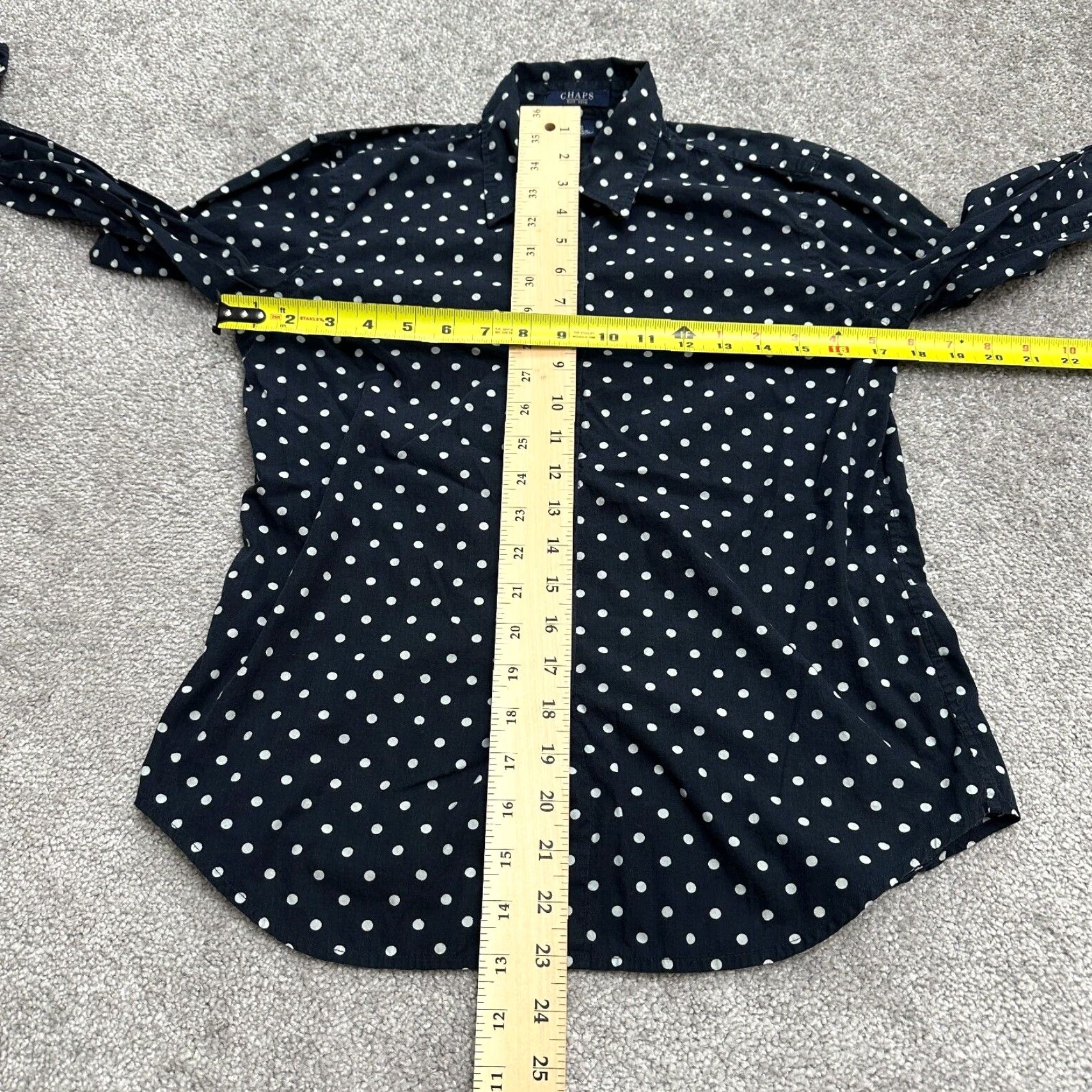 Chaps Chaps Shirt Womens Small Navy Blue Polka Dot Button-Down Long Sleeve Cotton Top Size S / US 4 / IT 40 - 5 Thumbnail