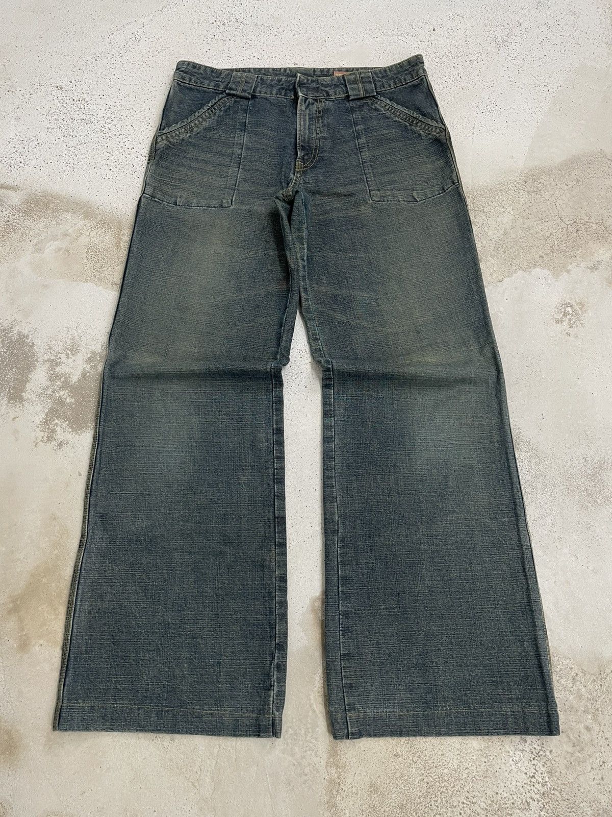 If Six Was Nine Crazy Y2K Mudwash I6W9 Wow Original Wide Leg Size US 29 - 3 Thumbnail
