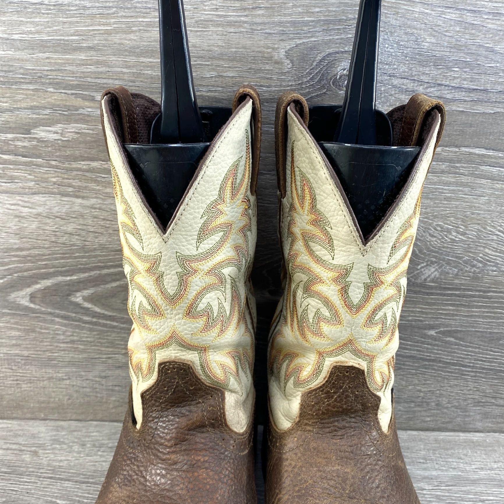 Vintage VINTAGE Justin Driller Mens 10 D Brown Leather Steel Toe Cowboy Western Boots Square Toe WK4684 Leather Boots Brown Cowboy Steel Toe Boots Men Size US 10 / EU 43 - 5 Thumbnail