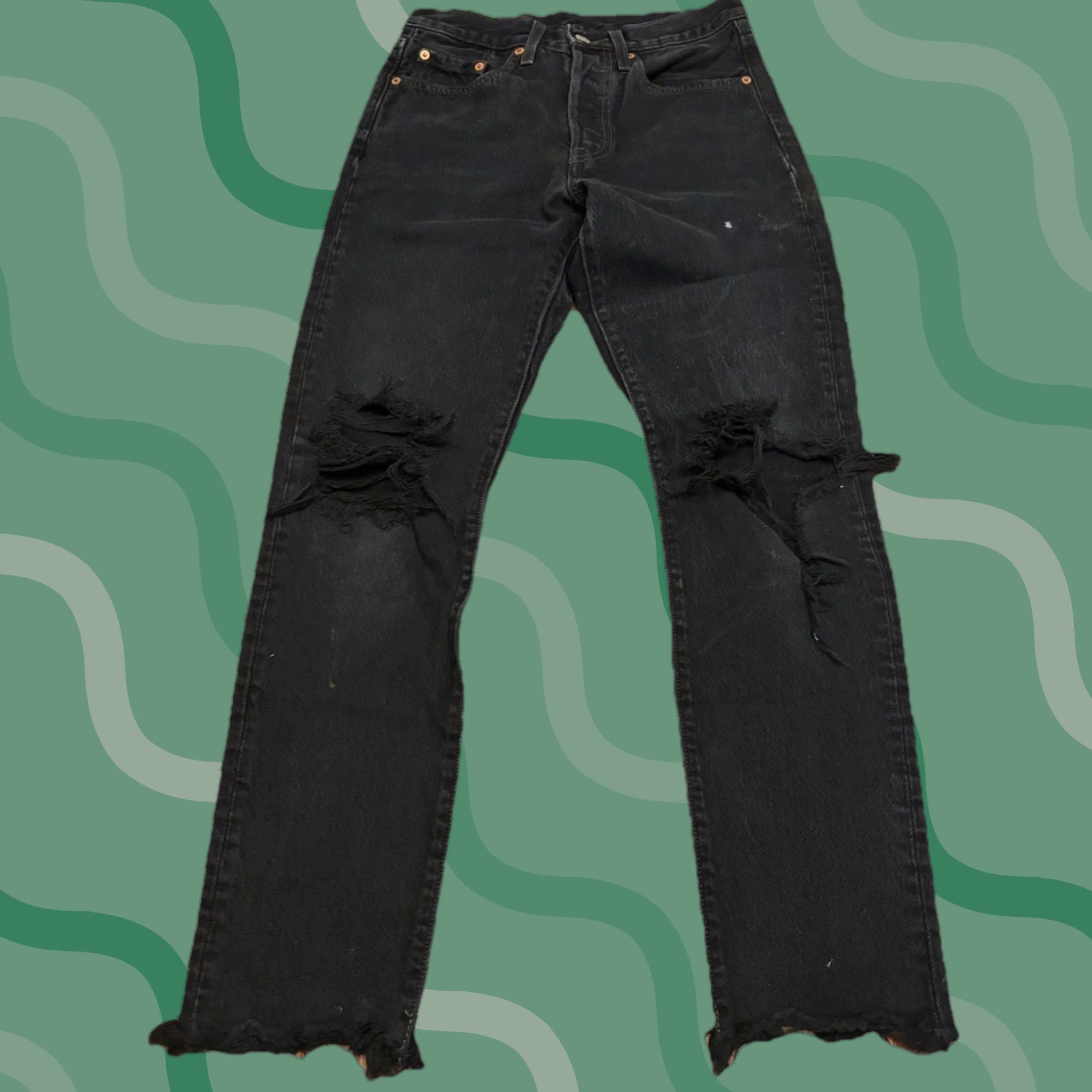 Levi's VINTAGE Levi’s 501 Skinny Jeans Button Fly Black 24x28 Women’s Size 24 Regular Inseam 28 Jeans Women Mens Size 42" / US 20 - 1 Thumbnail