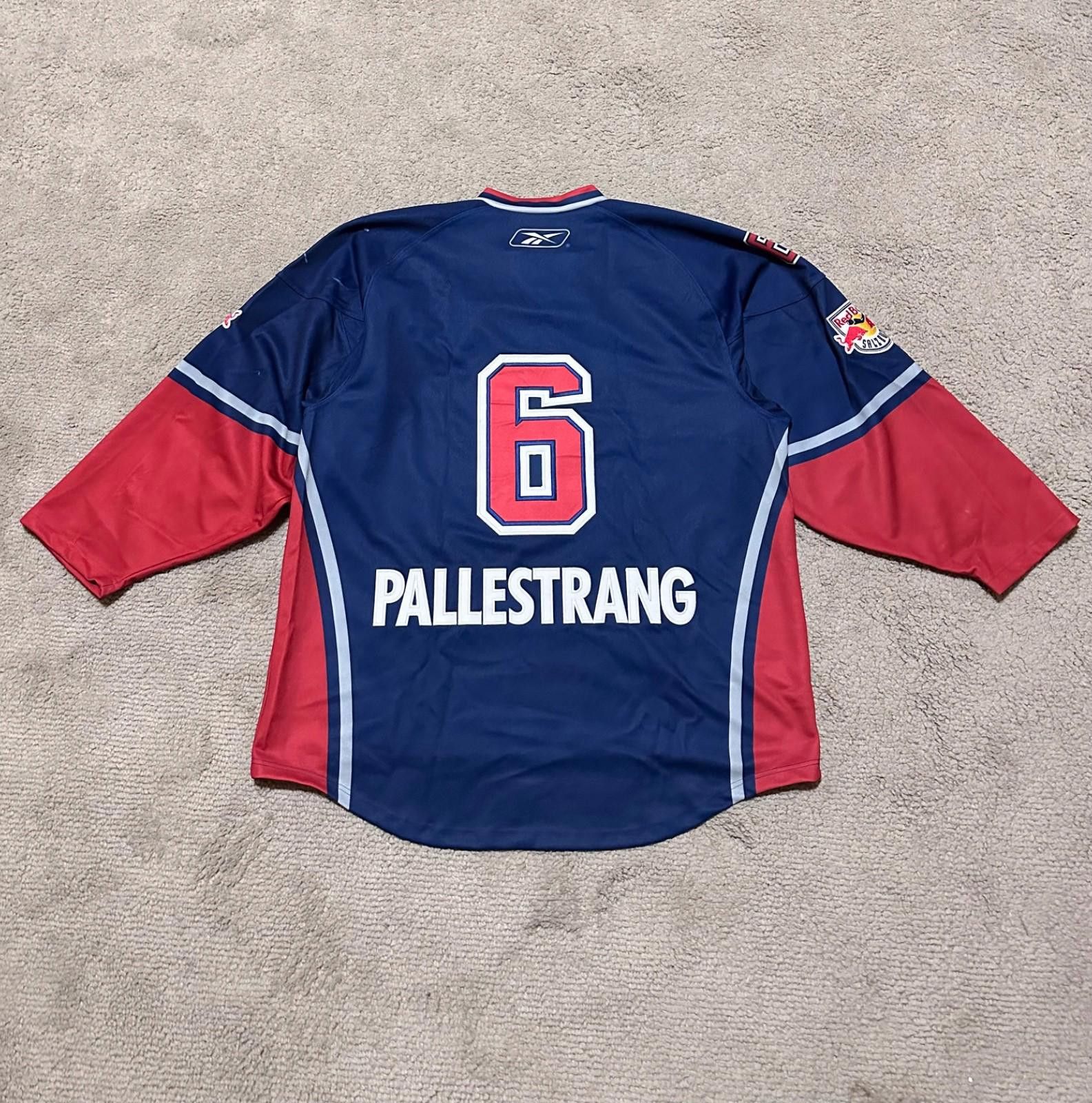 Reebok EC Red Bull Salzburg Ice Hockey Shirt Jersey #6 Pallestrang Size US XXL / EU 58 / 5 - 8 Thumbnail