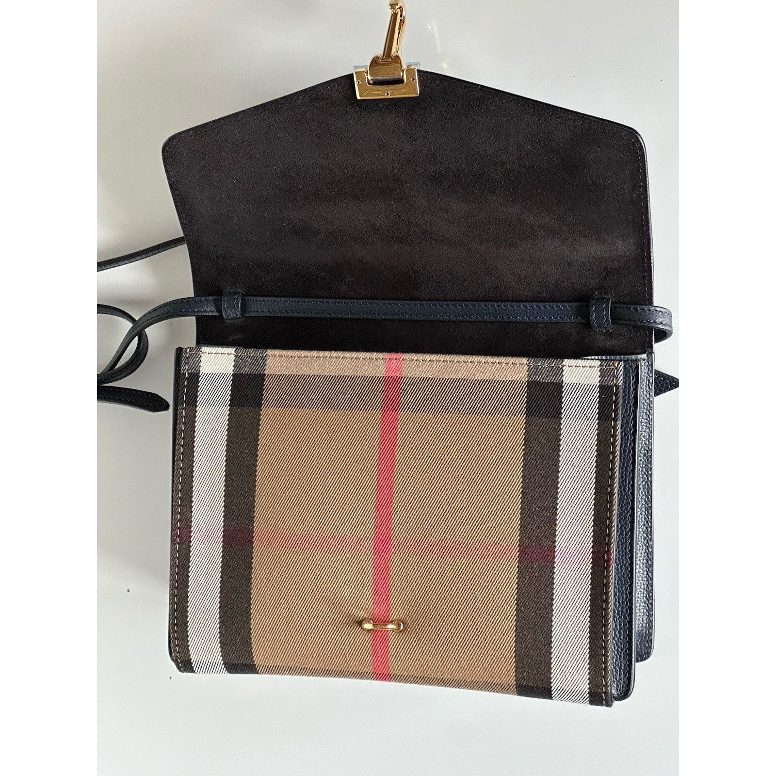 Burberry Burberry Small Macken House Check Derby Bag Blue 39972051 Size ONE SIZE - 11 Thumbnail