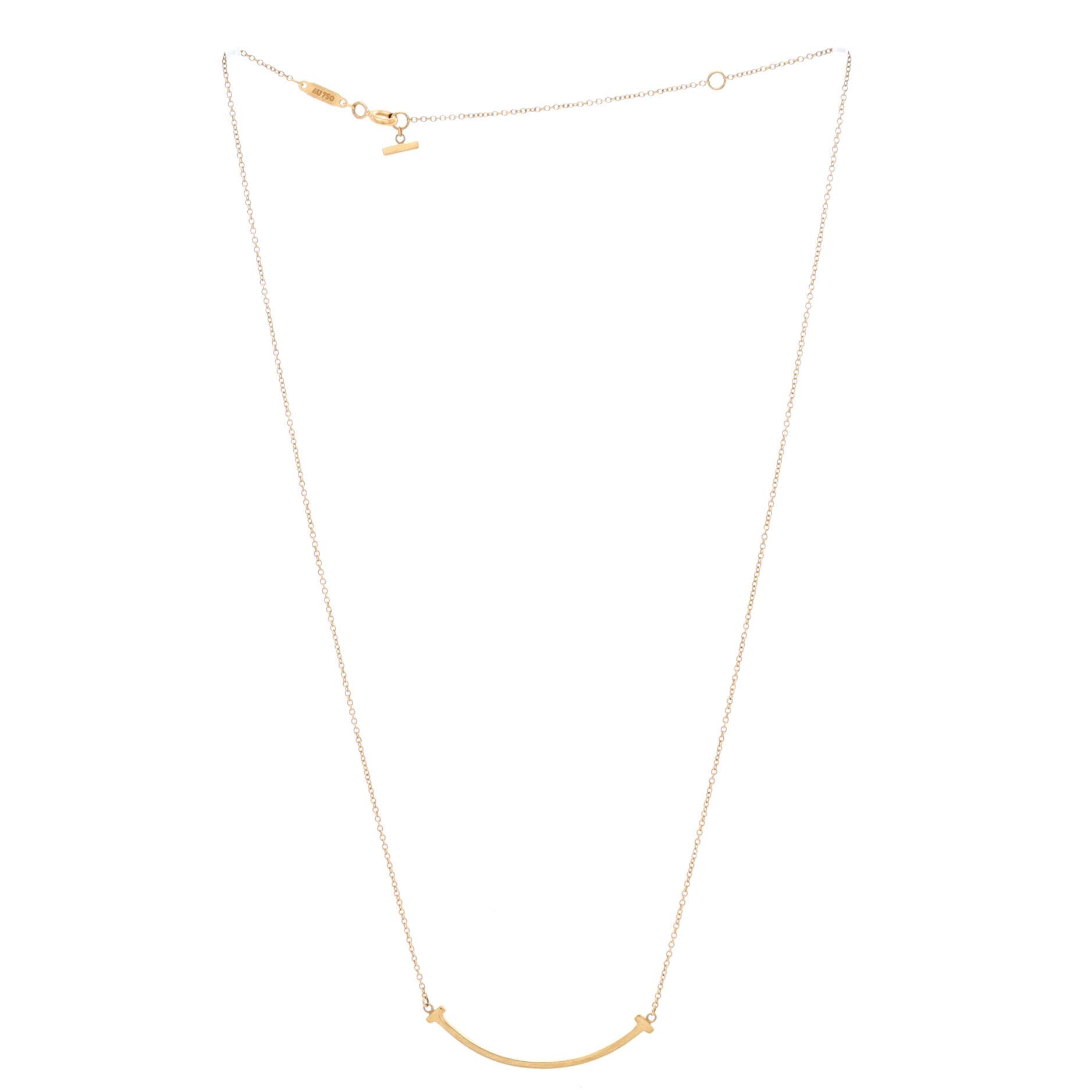 Tiffany & Co. T Smile Pendant Necklace 18K Yellow Gold Small Size ONE SIZE - 1 Thumbnail