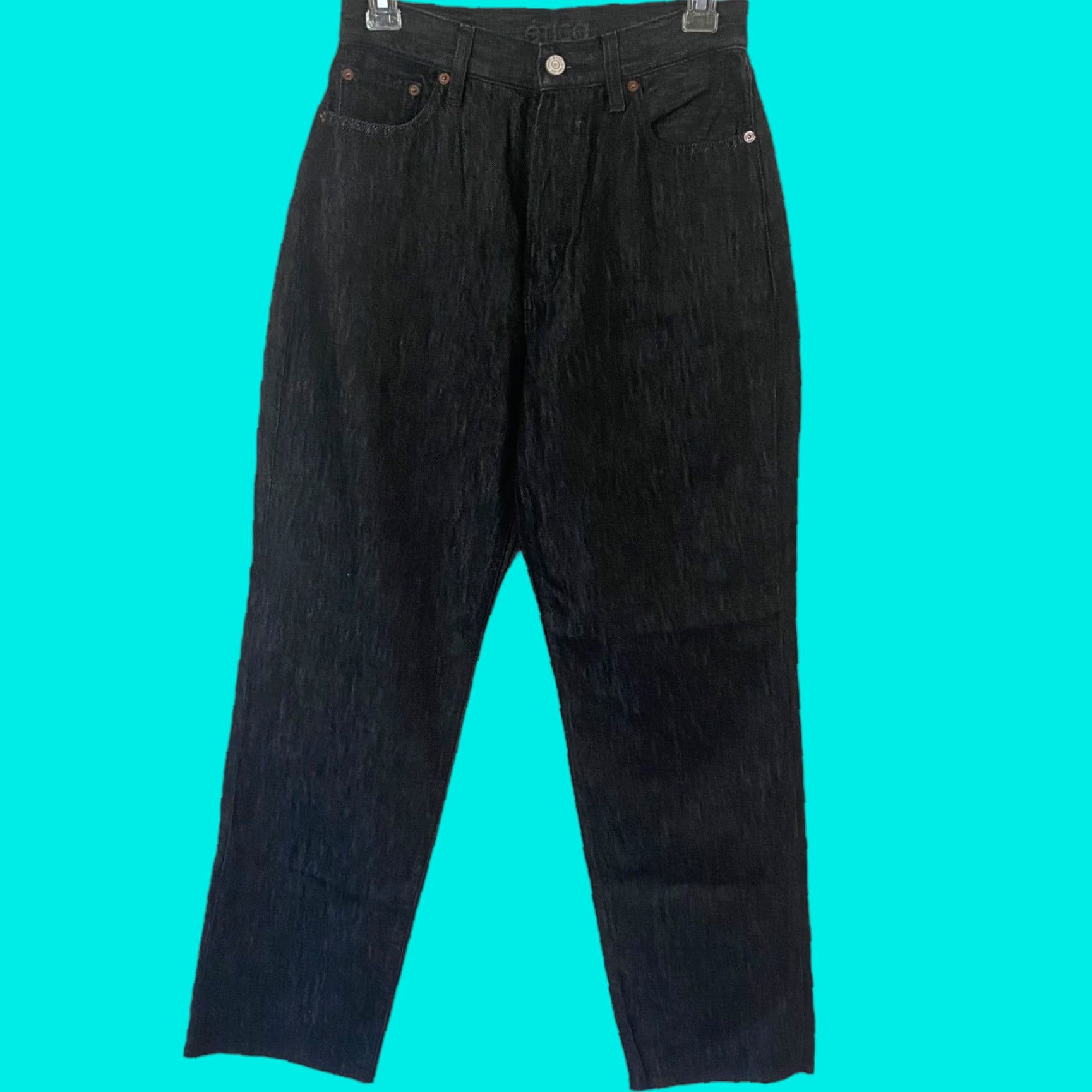 Vintage Ética Tyler Straight Leg Jeans Black Wash Denim High-Rise 26 Women/Womens 5-Pocket Style Button Fly Raw Hem denim Trending Sustainable New Size 26" / US 2 / IT 38 - 1 Thumbnail