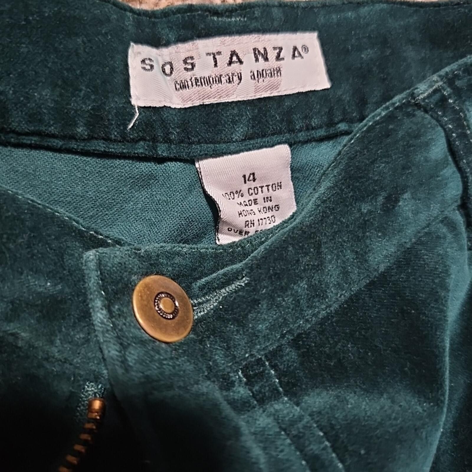 Other Sostanza Sz 14 Velvet Cotton Pants Green Size 36" / US 14 / IT 50 - 2 Thumbnail