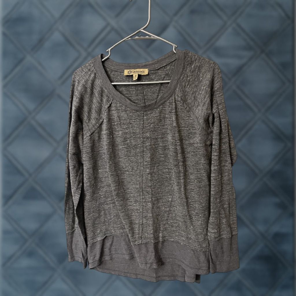 Vintage Democracy Blouse Long Sleeve Shirt Women M Gray Size M / US 6-8 / IT 42-44 - 1 Thumbnail