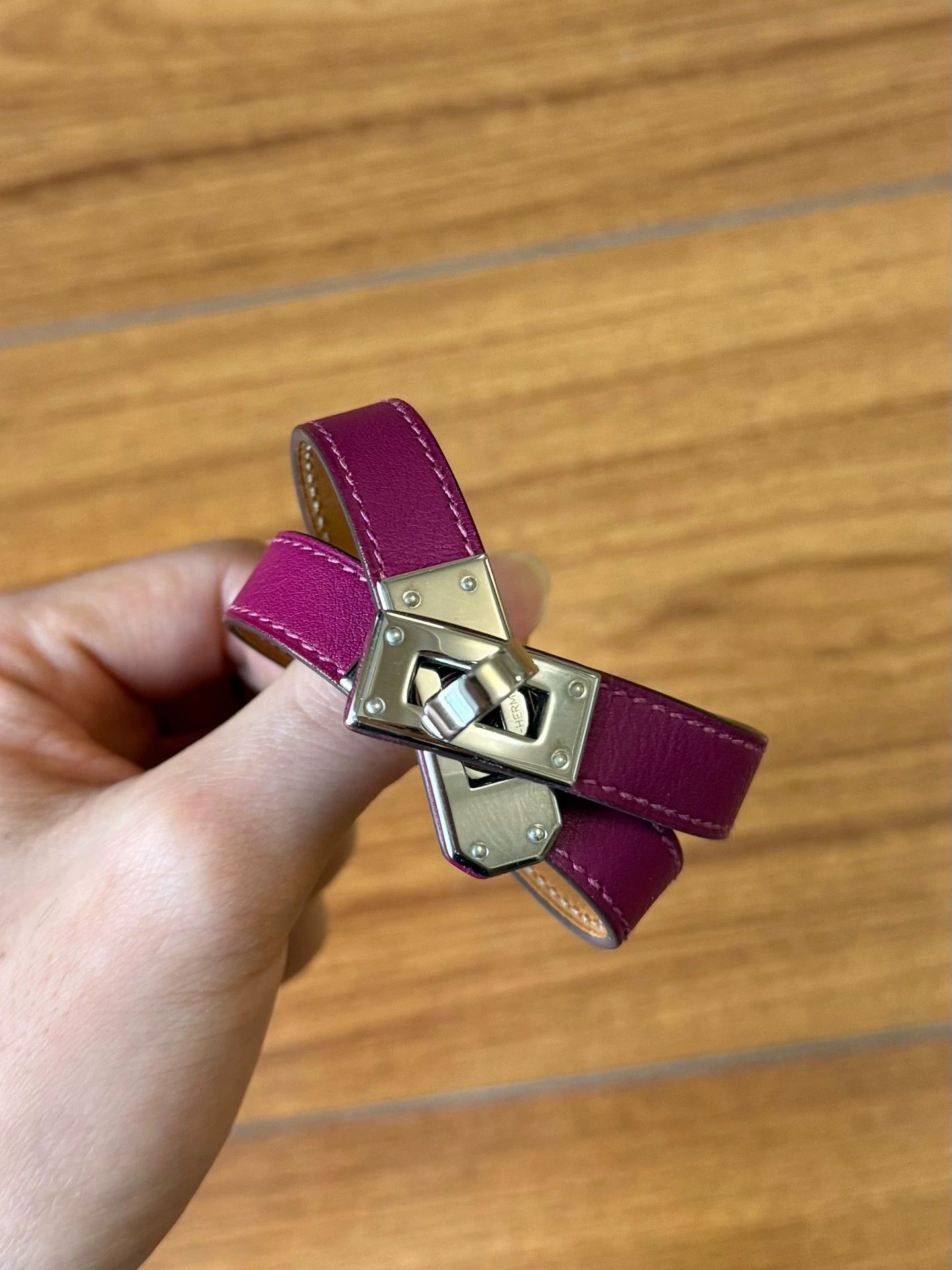 Hermes Hermes Kelly Purple Leather Bracelet S/M Size ONE SIZE - 1 Thumbnail