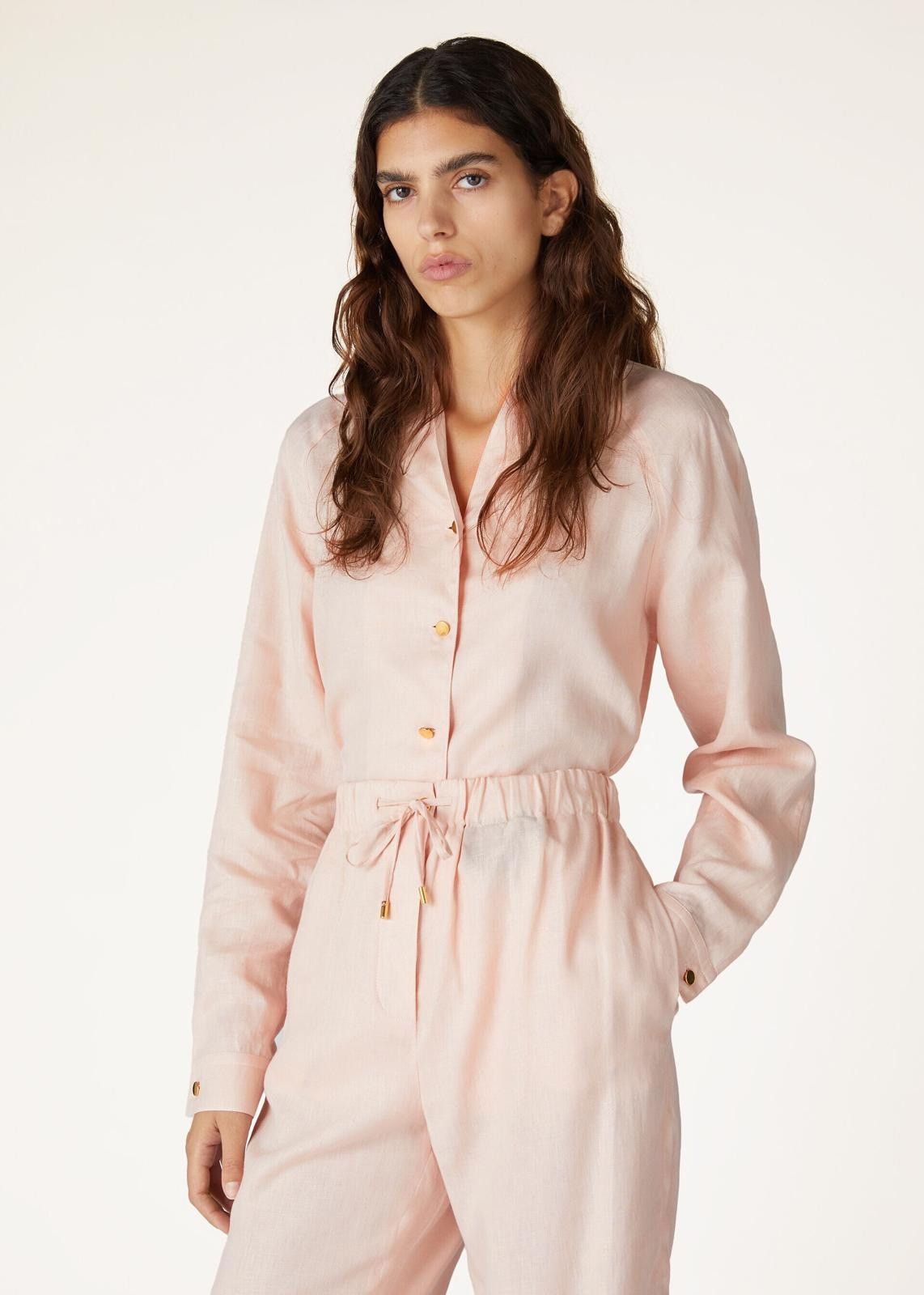 Loro Piana o1srvl11e0725 FAN8305 Linen Jane Shirt in Light Pink Size S / US 4 / IT 40 - 4 Thumbnail