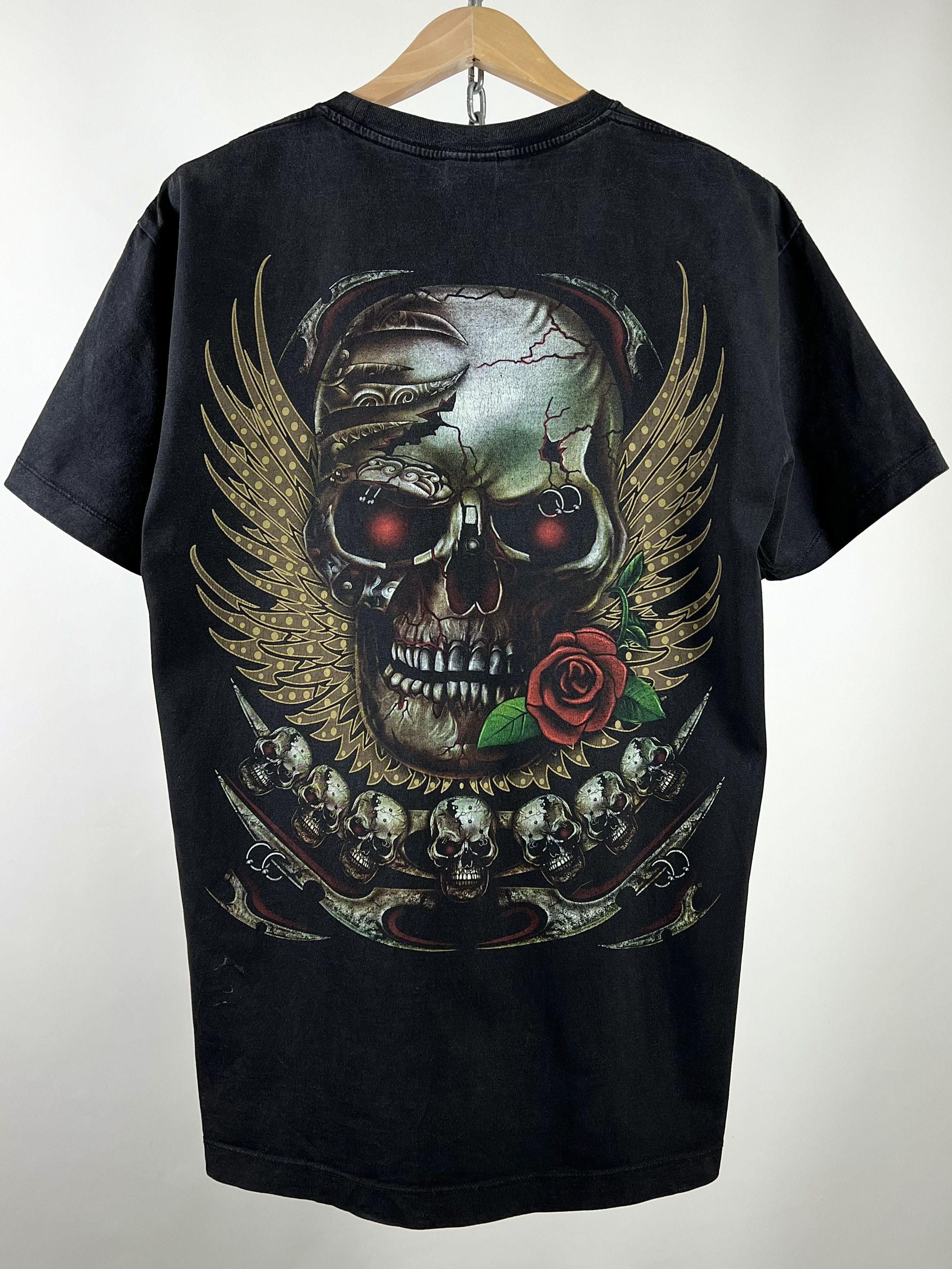 Affliction Y2K Vintage WILD Skull Roses Faded Skeleton T-Shirt Size US L / EU 52-54 / 3 - 3 Thumbnail