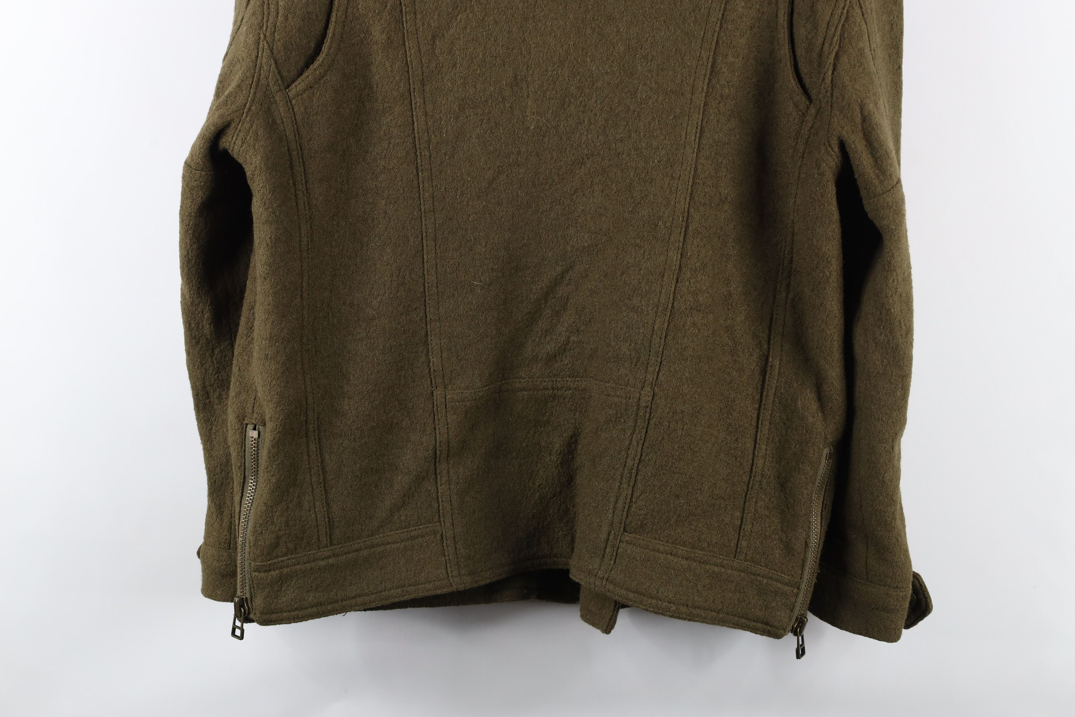 Free People × Vintage Free People Chic Asymmetrical Zip Wool Bomber Jacket Green Size M / US 6-8 / IT 42-44 - 14 Thumbnail