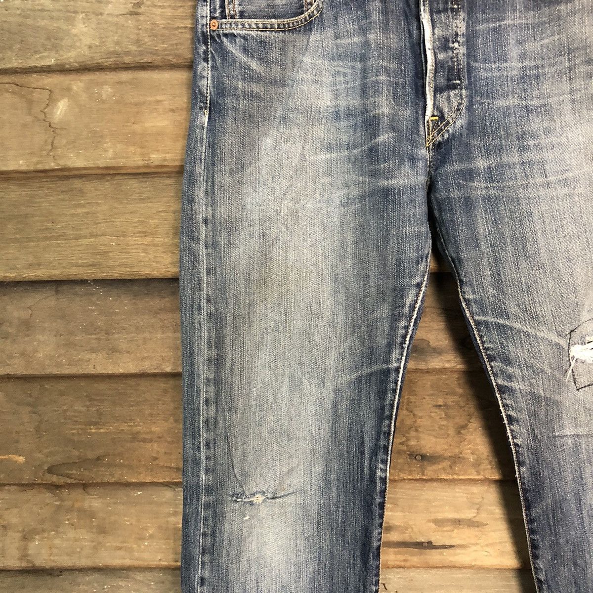 Levi's 501 Levis ripped distressed Blue faded Denim Pants #7309 Size US 31 - 5 Thumbnail