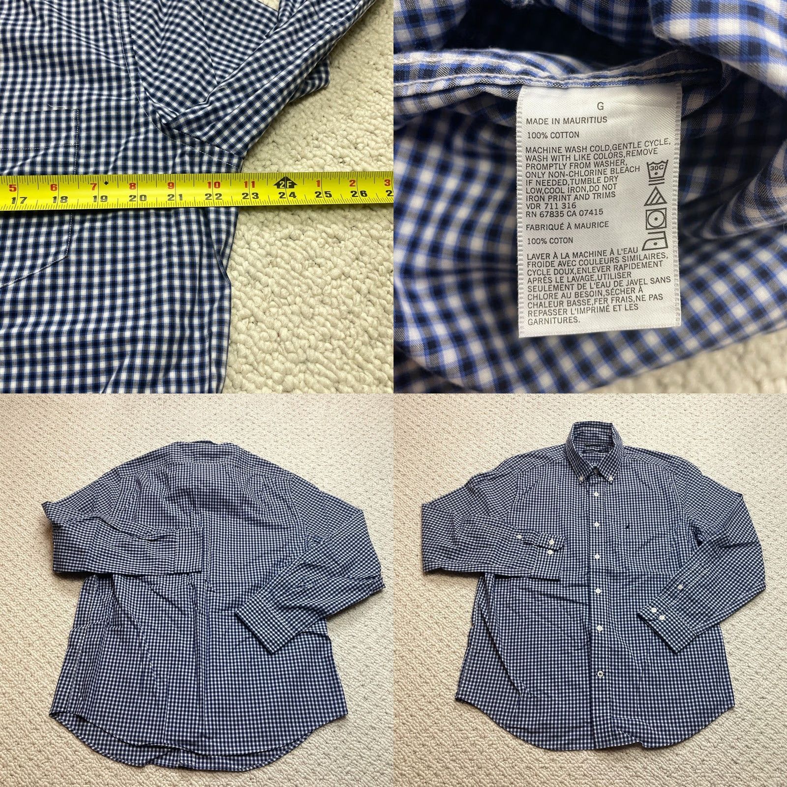 Nautica Nautica Button-Down Shirt Mens L Blue Check Long Sleeve Pocket Logo Cotton Size US L / EU 52-54 / 3 - 8 Thumbnail