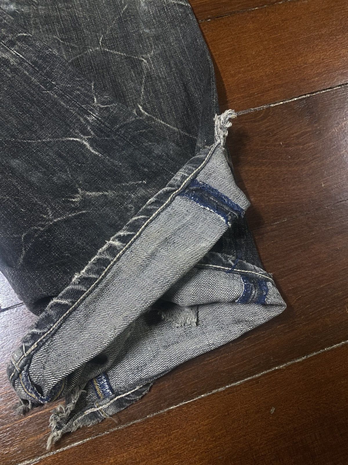 If Six Was Nine Fire BLUEWAY flare distressed mud wash dirty jeans Size US 31 - 16 Thumbnail