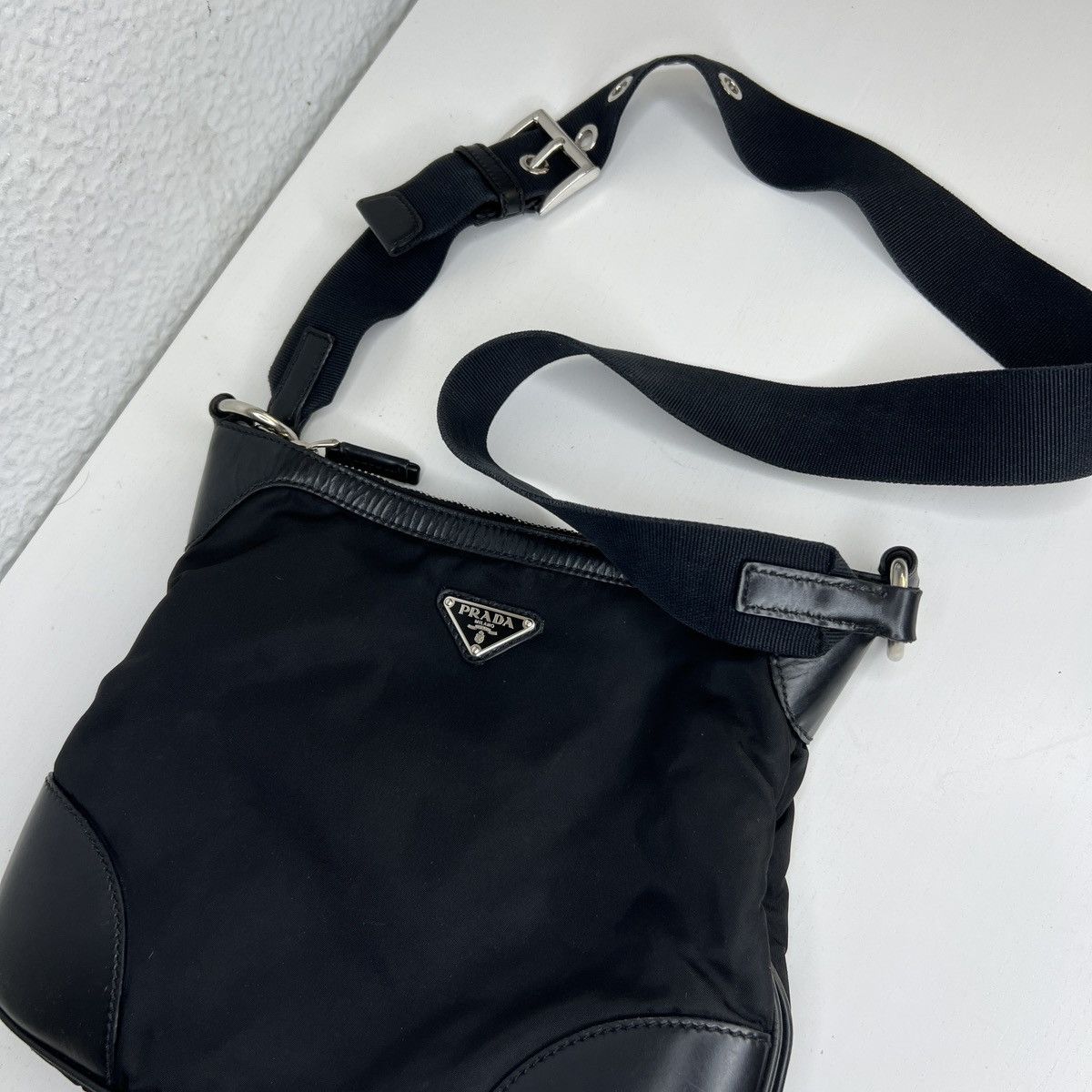 Prada Shoulder Crossbody Satchel Messenger Bag ReNylon Black