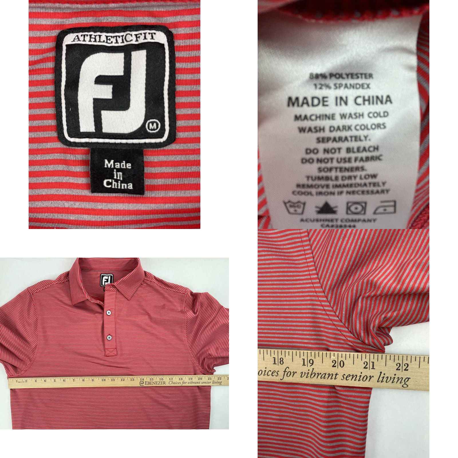 FOOTJOY Red Gray Striped Short Sleeve Golf Polo Shirt Men’s hotsell Size Large