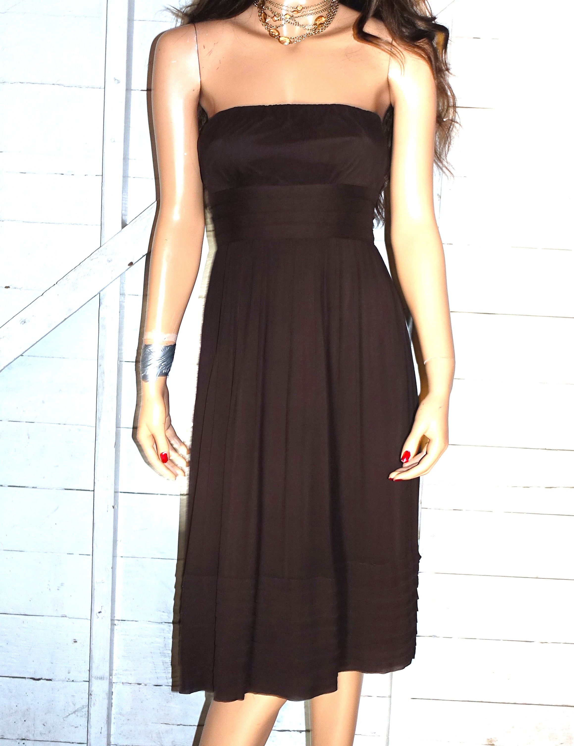 J.Crew J. Crew Brown Silk Strapless Dress 2 Size XS / US 0-2 / IT 36-38 - 1 Thumbnail