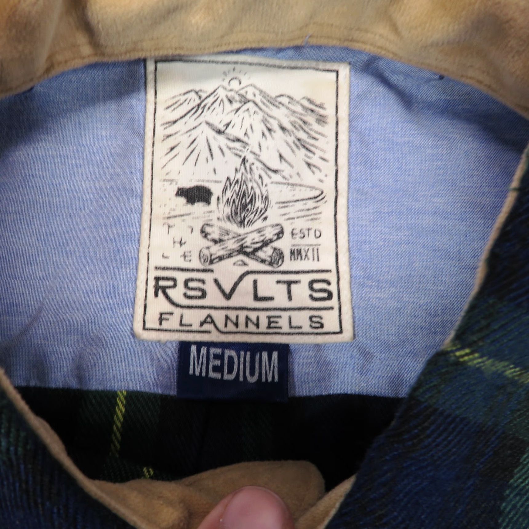 Vintage RSVLTS Shirt Mens Medium Navy Green Plaid Flannel Shacket Button Up Pockets Camp Size US M / EU 48-50 / 2 - 5 Thumbnail