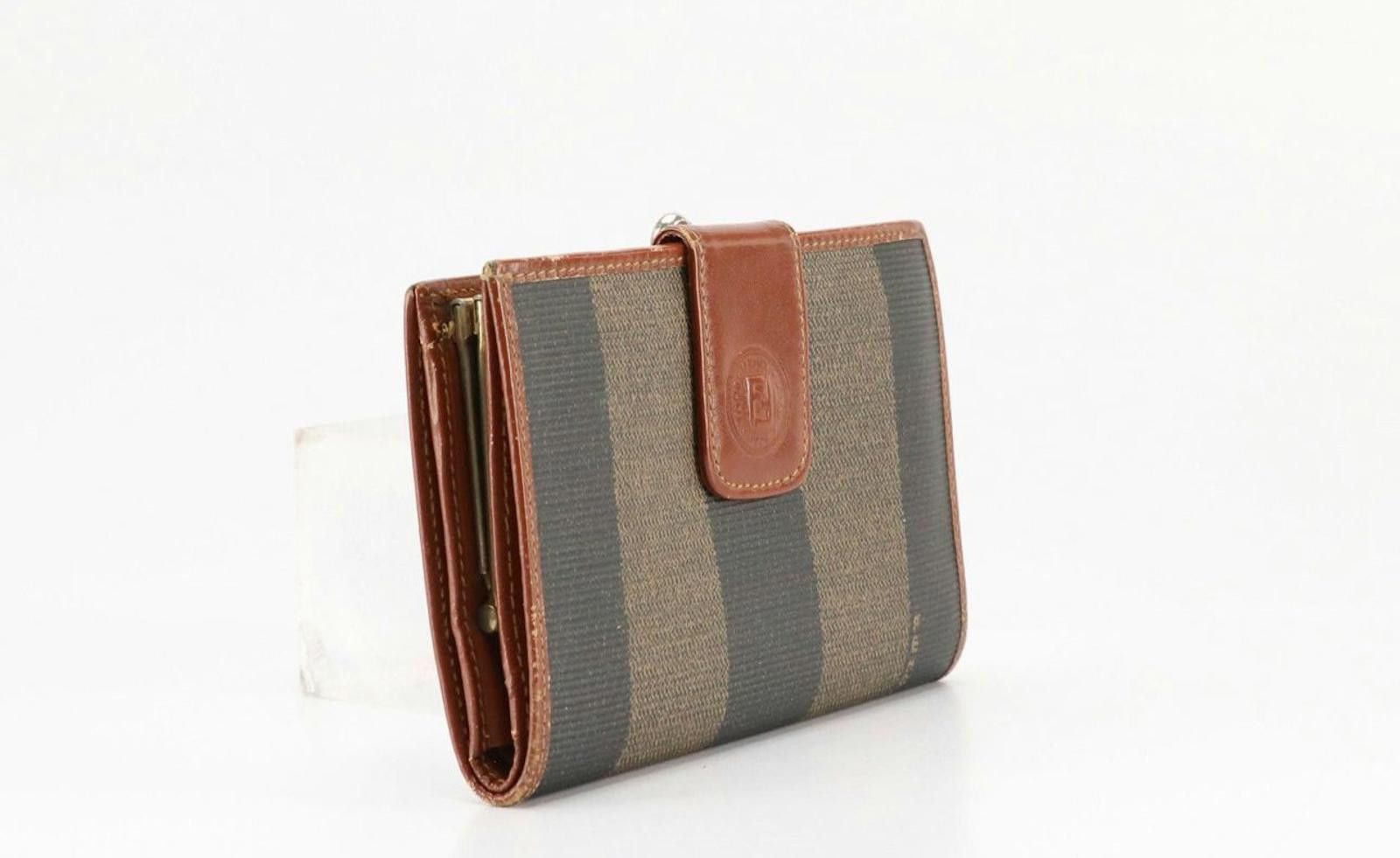 Fendi Vintage Fendi Vintage Striped Wallet with Brown Leather Trim Size ONE SIZE - 2 Thumbnail