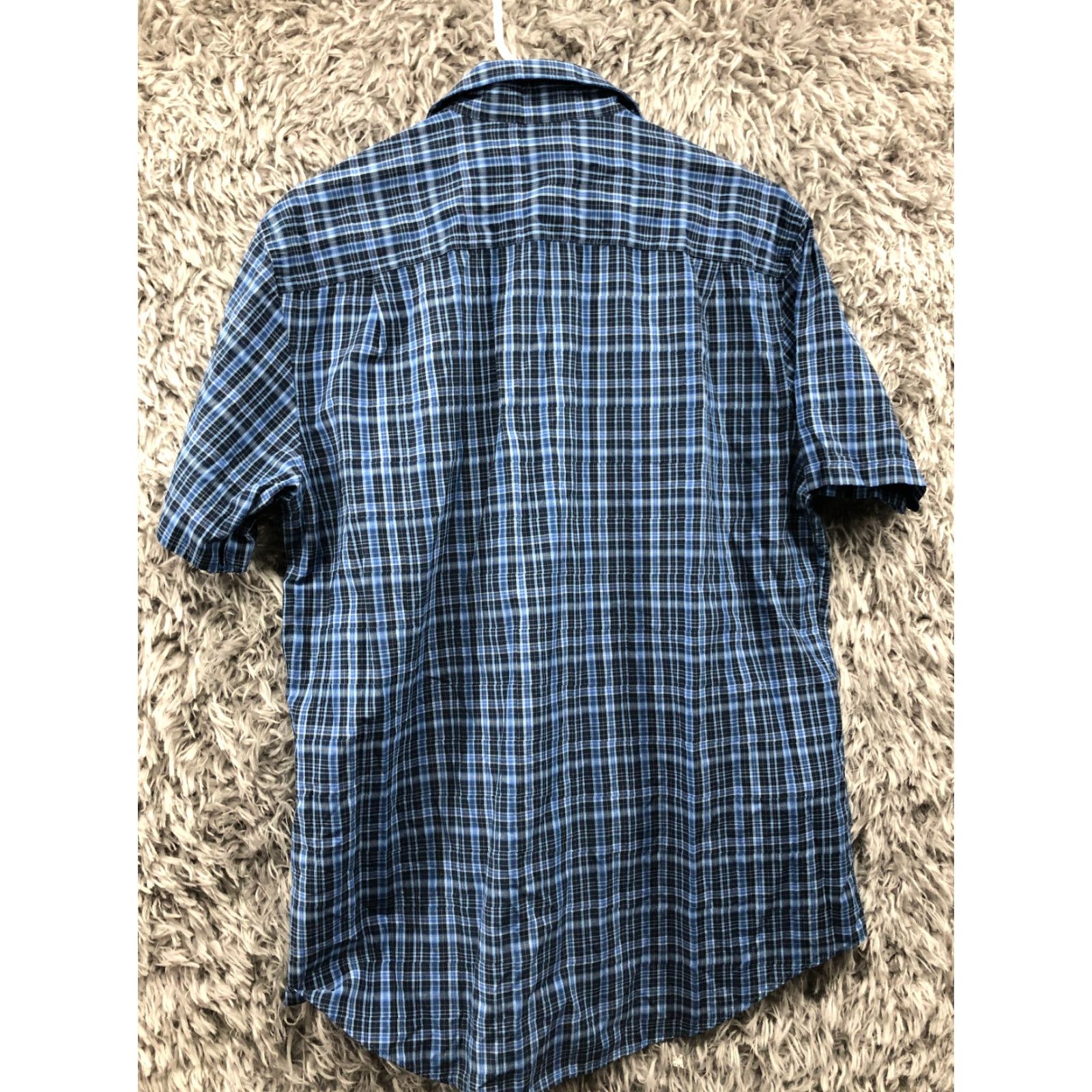 Van Heusen Van Heusen Shirt Mens Blue Plaid Short Sleeve Button-Up Create Collared Spread Size M Regular Fit Classic Modern Outdoor Vintage No Size US M / EU 48-50 / 2 - 5 Thumbnail