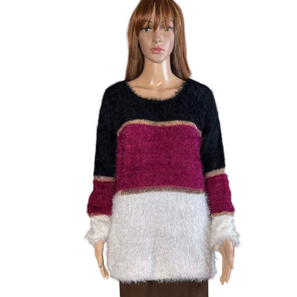 Other NWT New Alberto Makali Fuzzy Soft Colorblock Sweater Size L Size L / US 10 / IT 46 - 1 Thumbnail