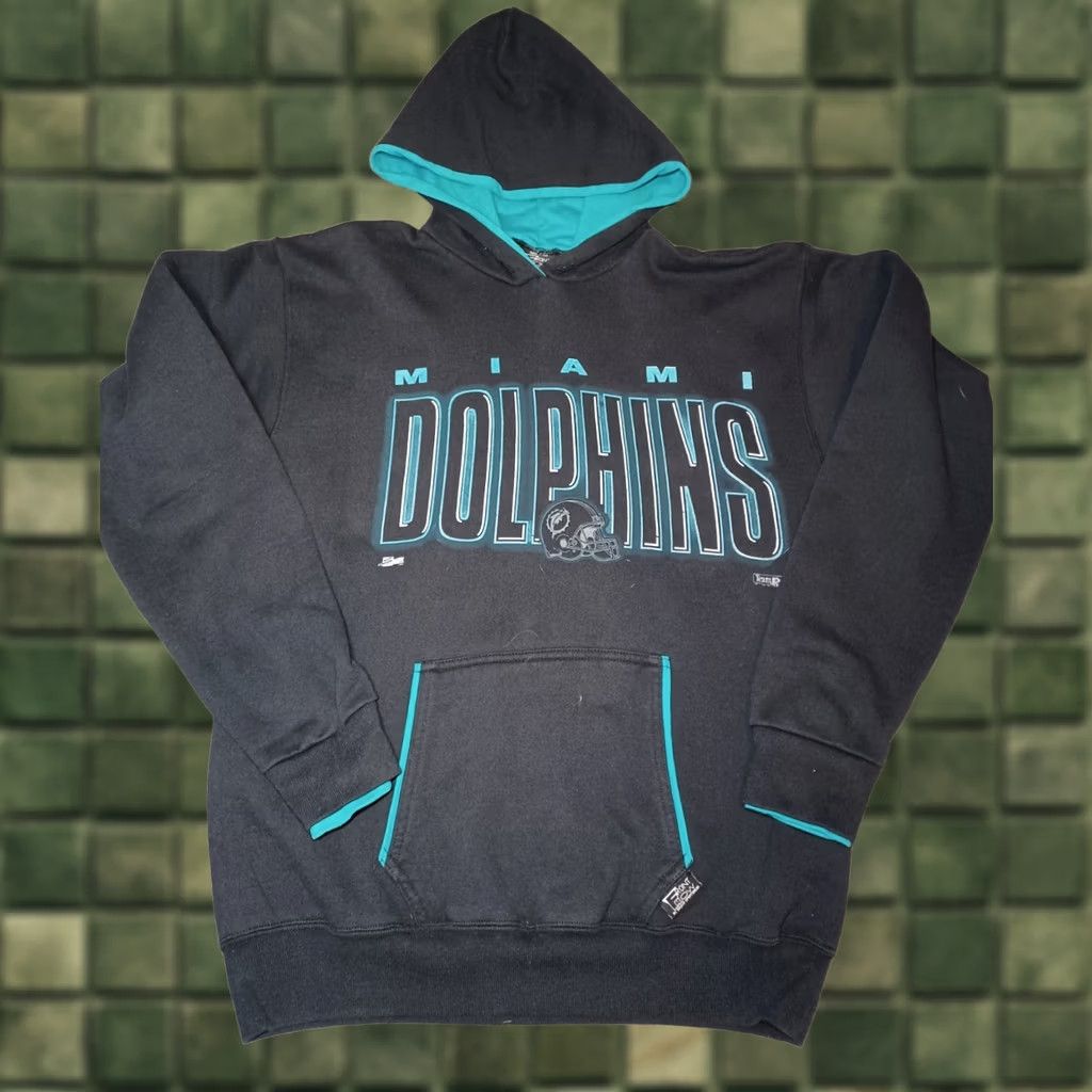 Salem Sportswear VINTAGE 90s 1994 SALEM SPORTSWEAR MIAMI DOLPHINS Hoodie Sweatshirt Large Black Logo Graphic Print Unisex Adults Long Sleeve Pullover Size US L / EU 52-54 / 3 - 1 Thumbnail