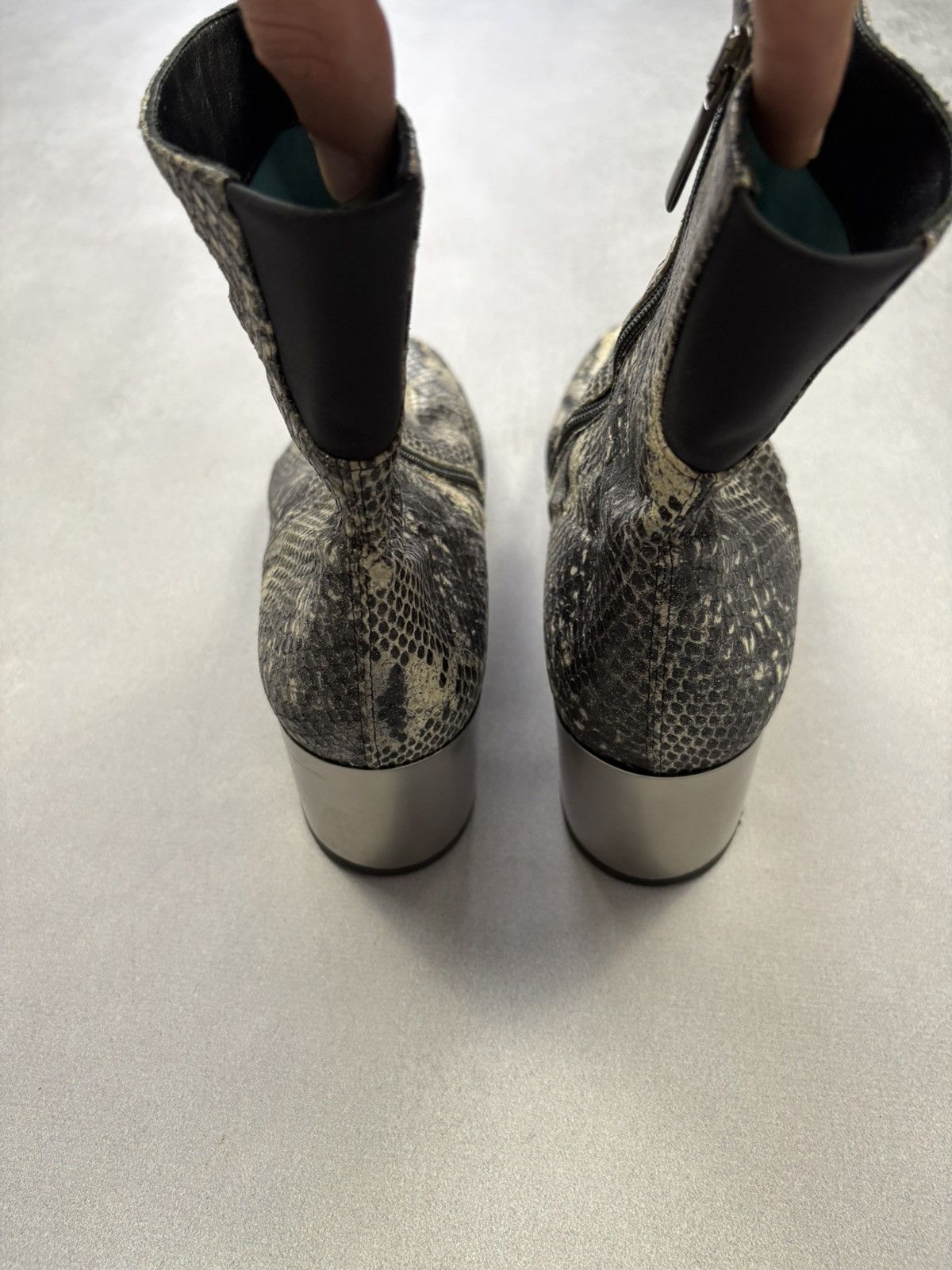 Designer Thierry Rabotin Python Print Leather Ankle Boots Women’s 38 Size US 8 / IT 38 - 3 Thumbnail