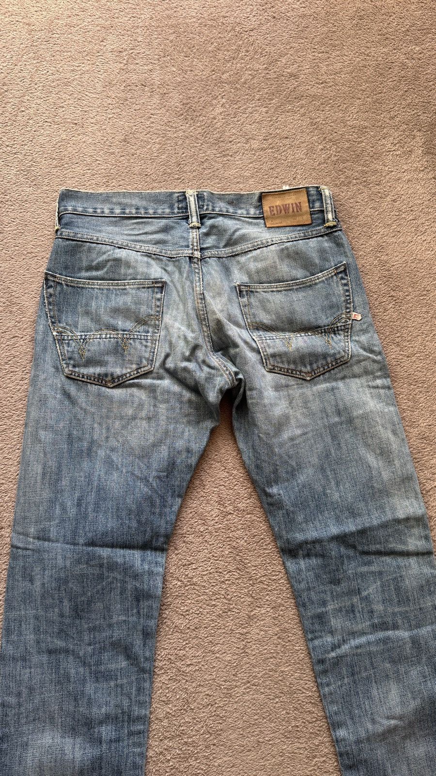 Japanese Brand Helmut Lang Vibe Edwin Jeans Faded Mudwash Ripped Denim Size US 31 - 5 Thumbnail