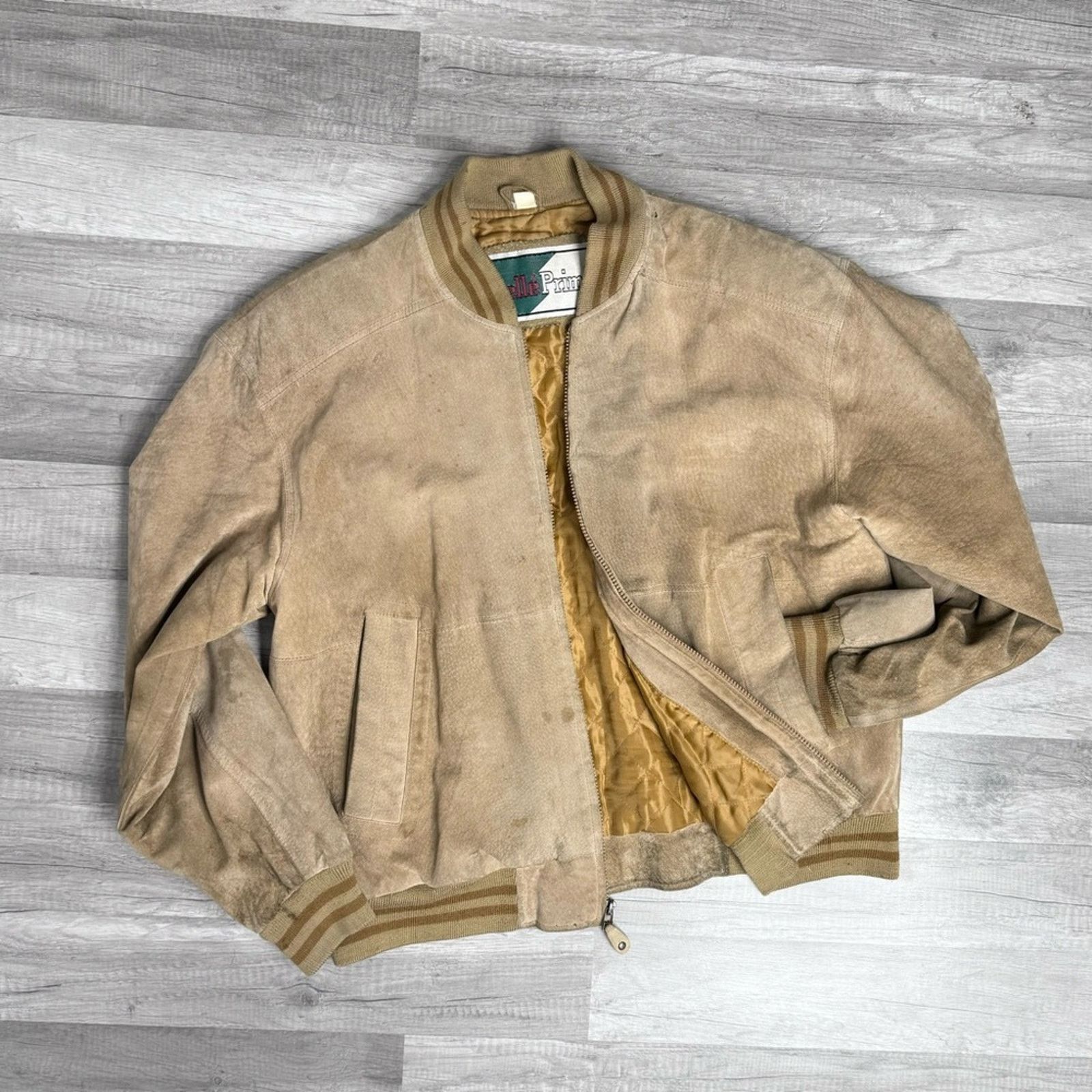 Vintage Vintage 90s Distressed Suede Bomber Jacket Grunge Size US L / EU 52-54 / 3 - 2 Thumbnail