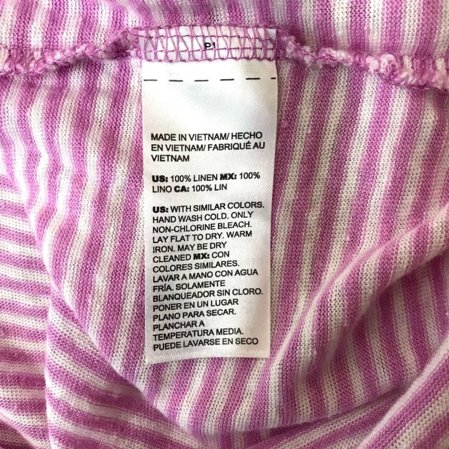 Vintage Chico's Womens Top V-Neck Linen Lavender White Stripe Size S Size S / US 4 / IT 40 - 8 Thumbnail