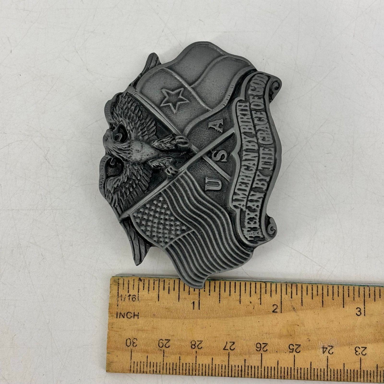 Vintage Great American Belt Buckle Texas by The Grace of God Pewter Size ONE SIZE - 4 Thumbnail