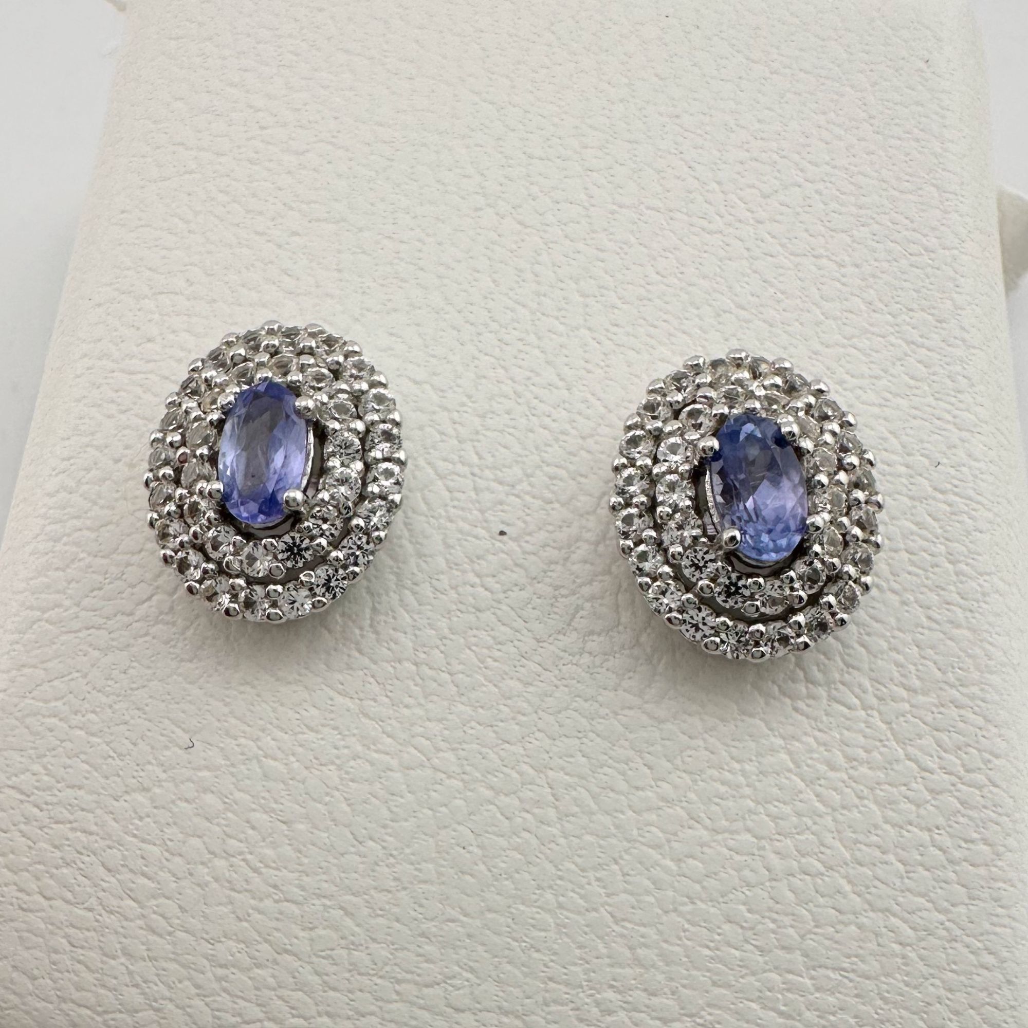Other Beautiful Lab Created Tanzanite Halo Stud Earrings Size ONE SIZE - 6 Thumbnail