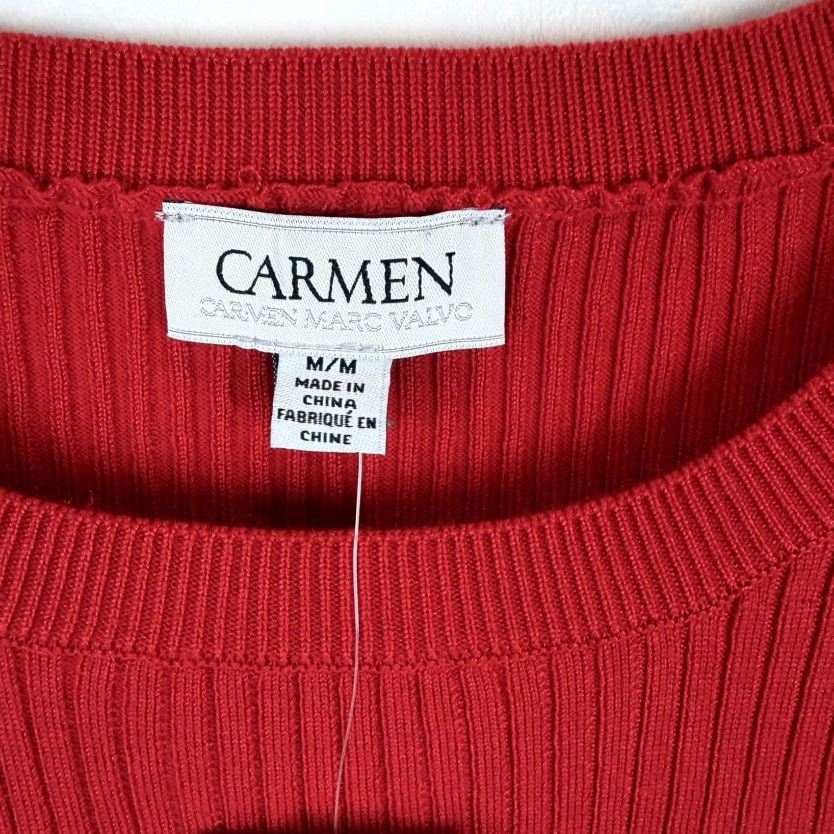 Vintage Carmen Marc Valvo Ribbed Knit Top Womens M Blue Crew Neck Long Sleeve Pullover Stretch Casual Party Cocktail New Size M / US 6-8 / IT 42-44 - 7 Thumbnail