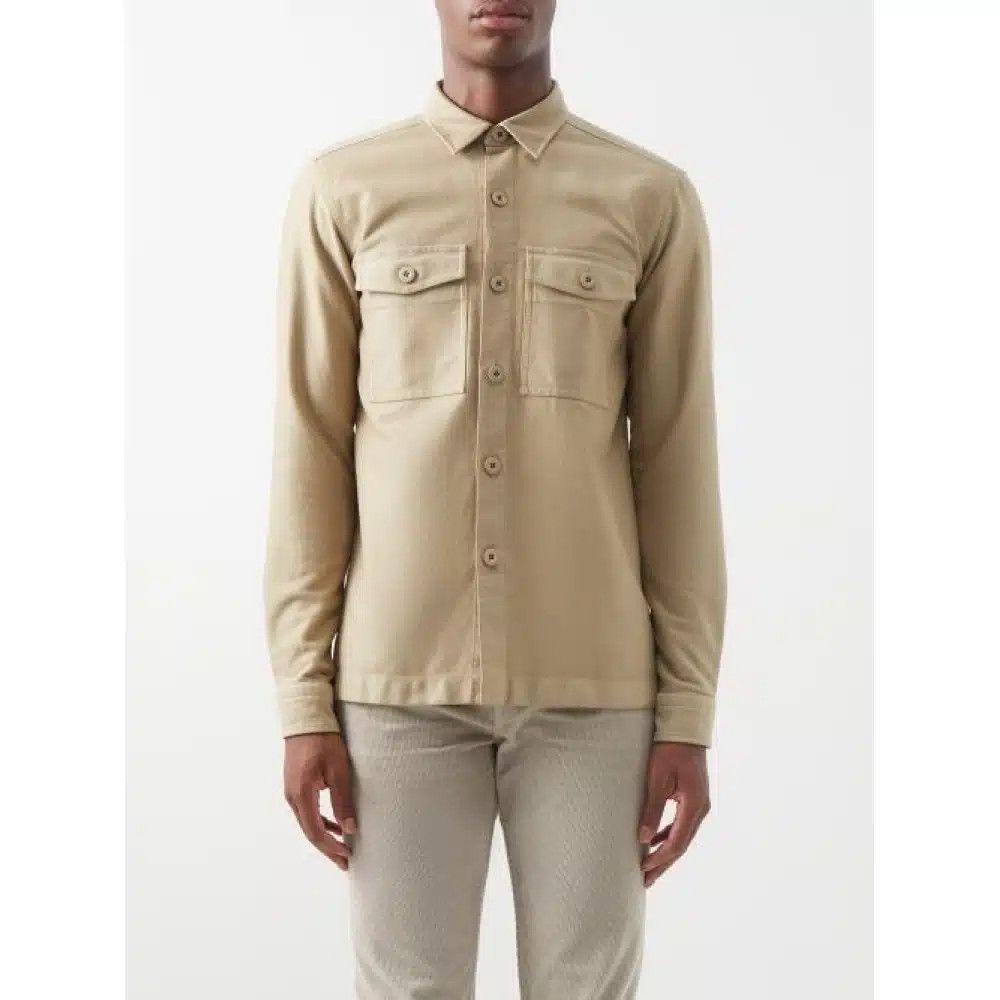 Tom Ford o1loc1c0625 HXH001 Cotton Over Shirt in Beige Size US M / EU 48-50 / 2 - 2 Thumbnail