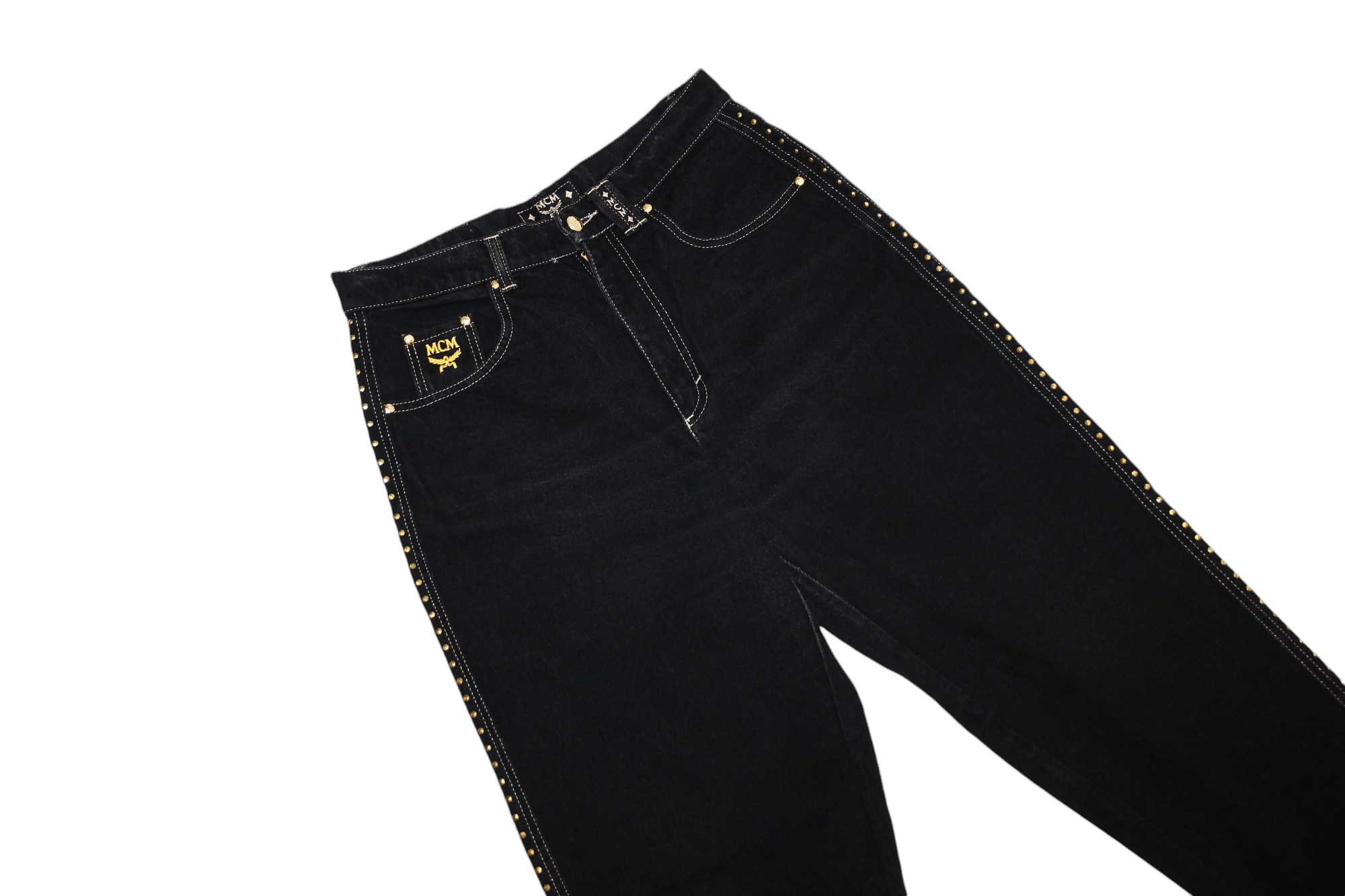MCM RARE🔥90's MCM Studded Gold Taper Baggy Jeans Size US 32 / EU 48 - 20 Thumbnail