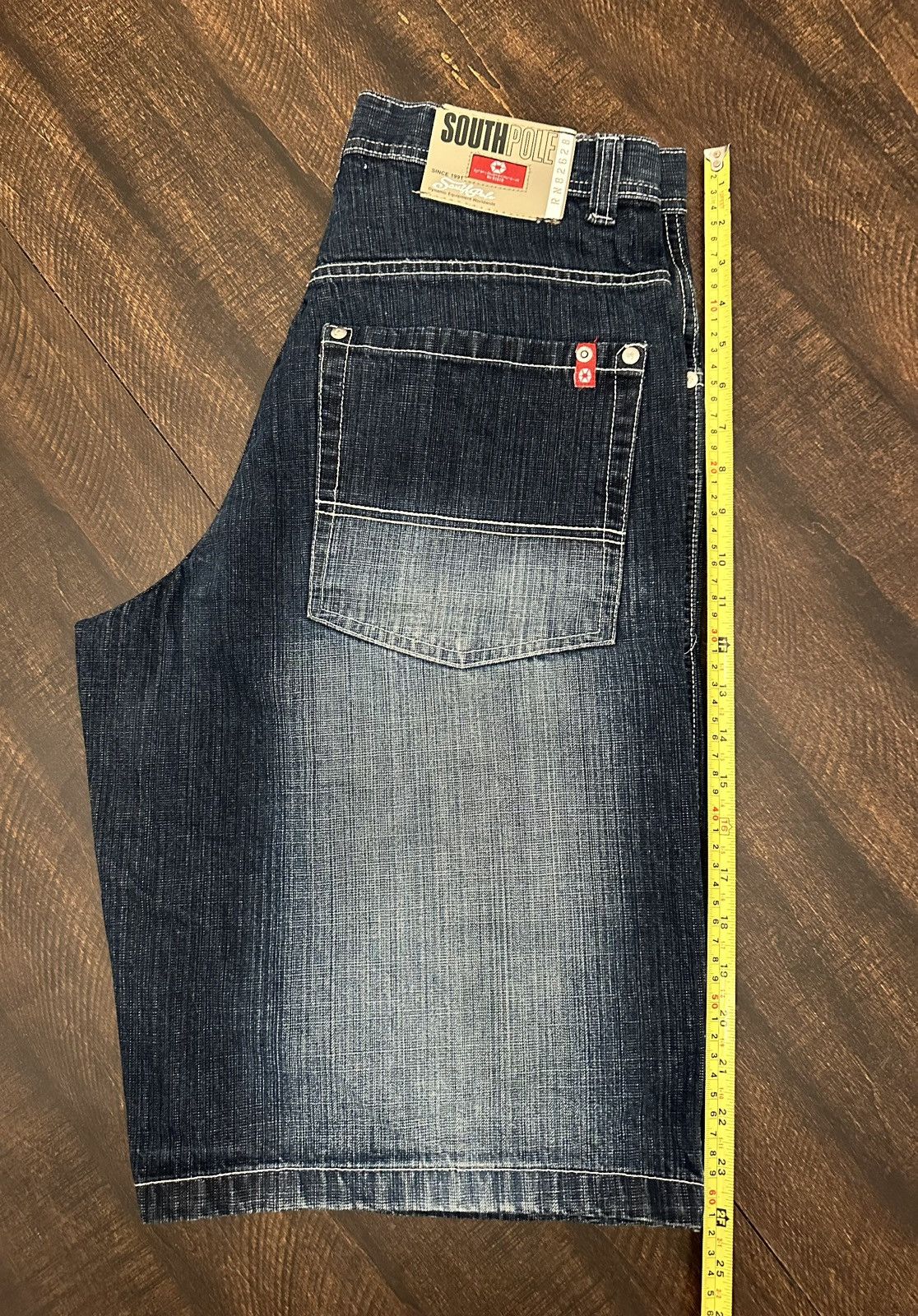 Southpole VTG Southpole Men’s Dark Blue Red Tab Denim Shorts-32x13 Size US 32 / EU 48 - 7 Thumbnail