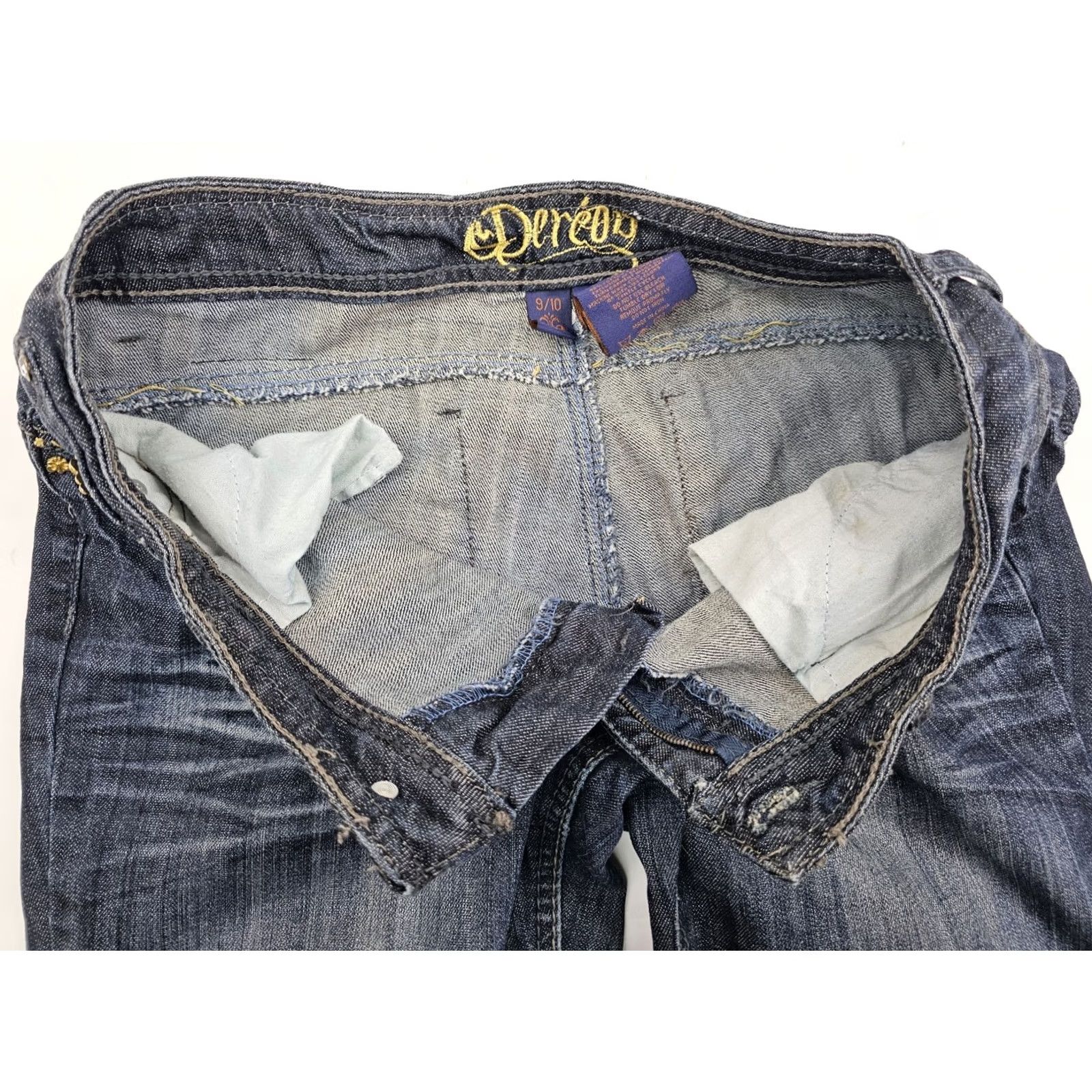 Denime VINTAGE Dereon Dark Wash Denim Jeans Women’s 9/10 Gold Accent Tapered Leg 30x32 Fit - House of Deréon Jeans Women Dark Blue Regular Size 30 Womens Size 32" / US 10 / IT 46 - 6 Thumbnail