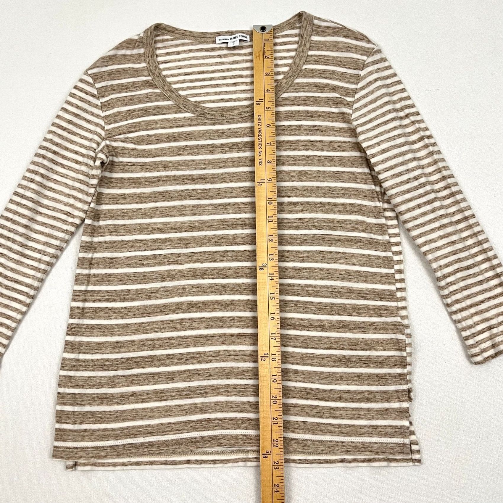 James Perse James Perse Blouse Womens XS Brown Striped Contrast Scoop Knit 3/4 Sleeve Casual Workwear Mens? Size XS / US 0-2 / IT 36-38 - 3 Thumbnail